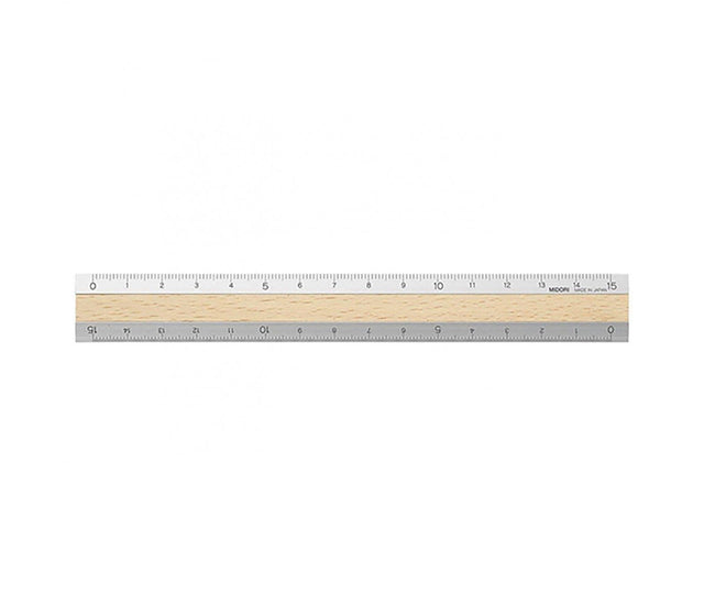 Midori Accessori LIGHT BROWN Aluminium & Wood Ruler 15 cm