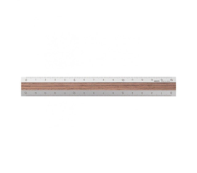 Midori Accessori DARK BROWN A Aluminium & Wood Ruler 15 cm