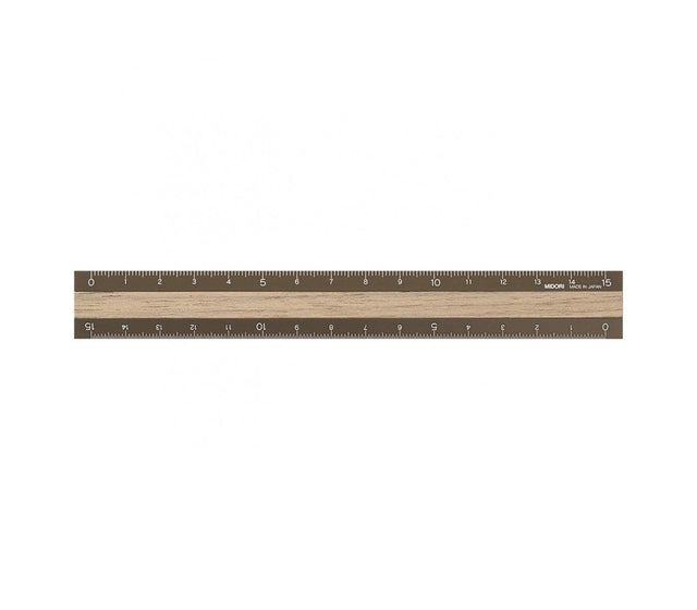 Midori Accessori BROWN Aluminium & Wood Ruler 15 cm