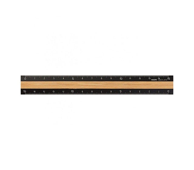 Midori Accessori BLACK Aluminium & Wood Ruler 15 cm