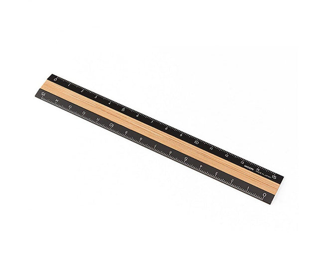 Midori Accessori Aluminium & Wood Ruler 15 cm