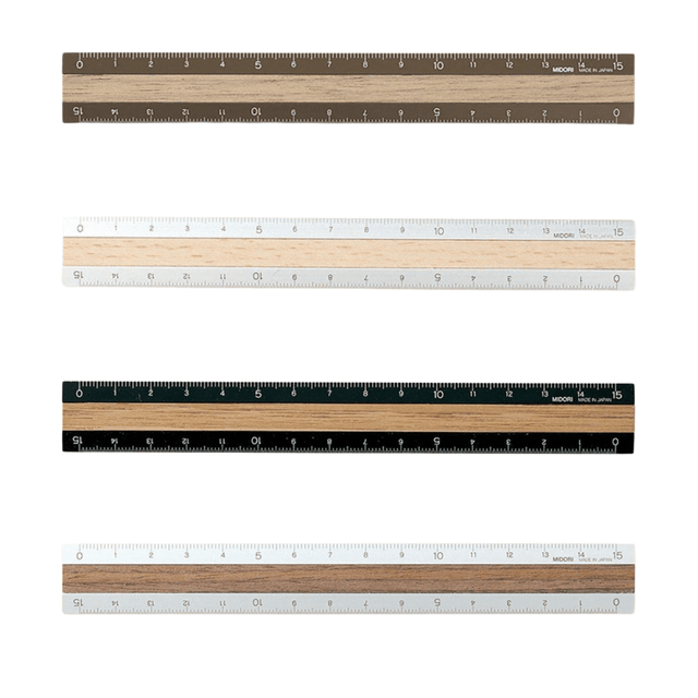 Midori Accessori Aluminium & Wood Ruler 15 cm