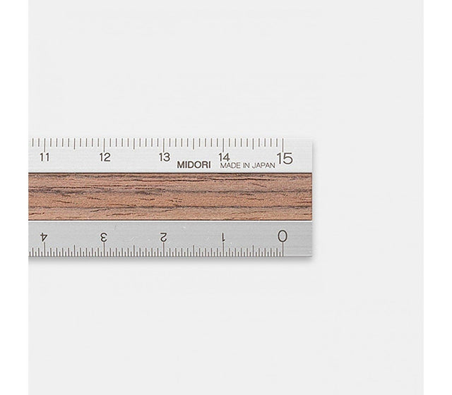 Midori Accessori Aluminium & Wood Ruler 15 cm