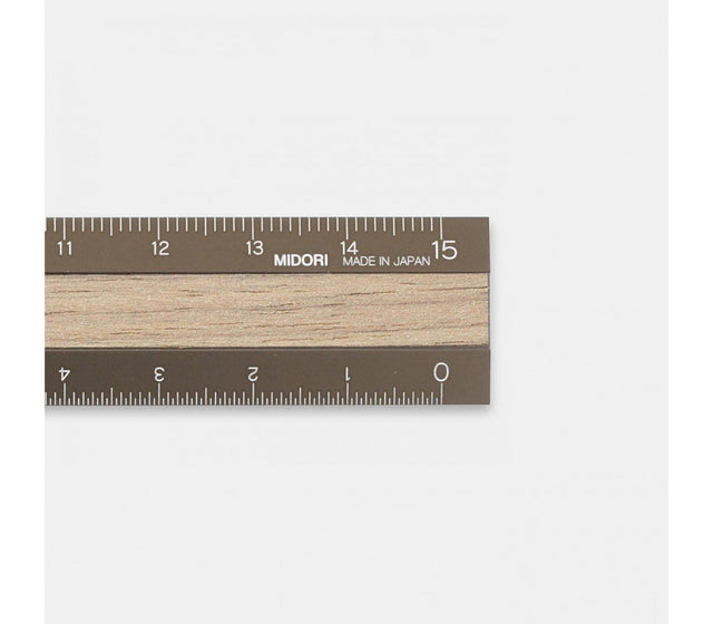 Midori Accessori Aluminium & Wood Ruler 15 cm