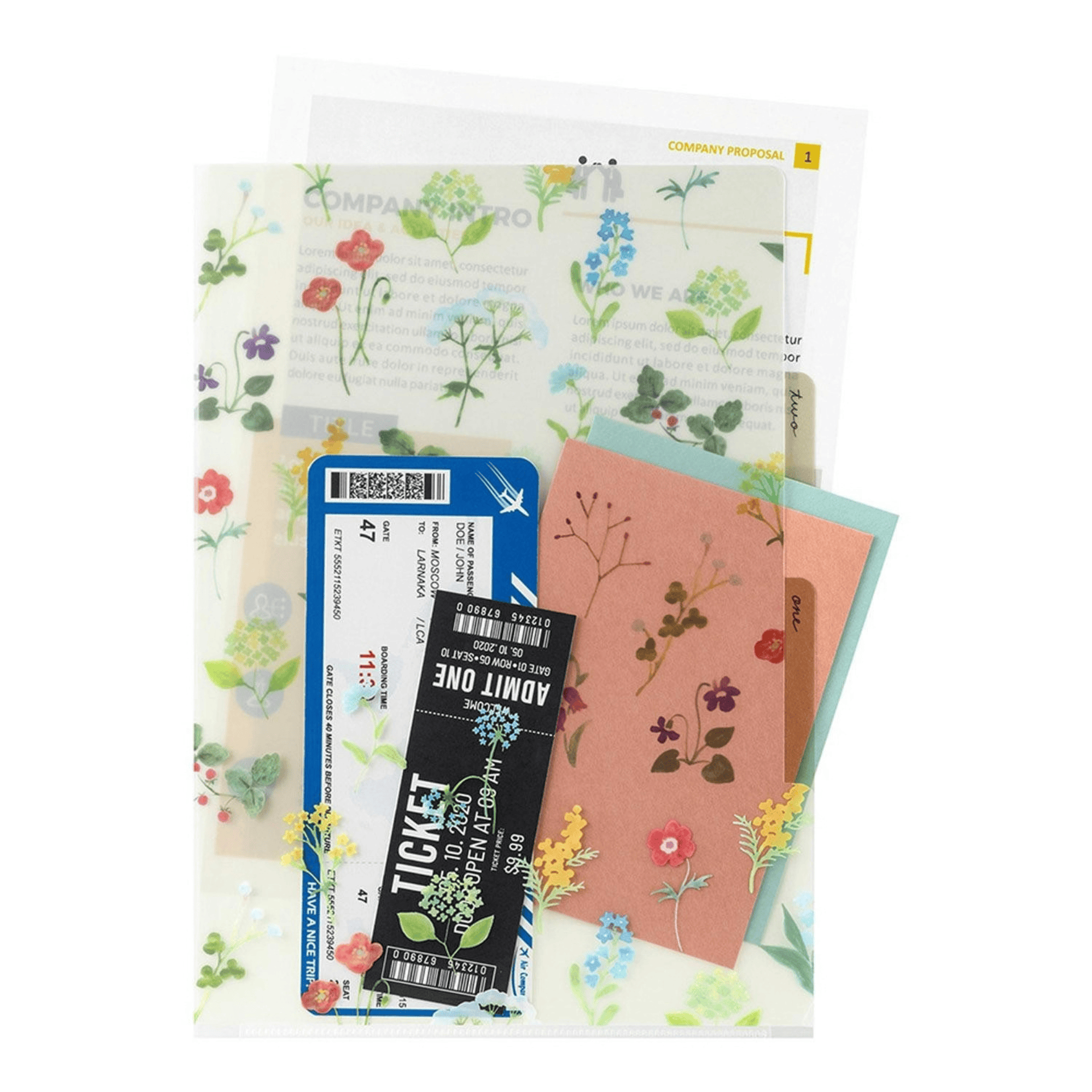 Midori Accessori Cartellina con 3 tasche Flowers