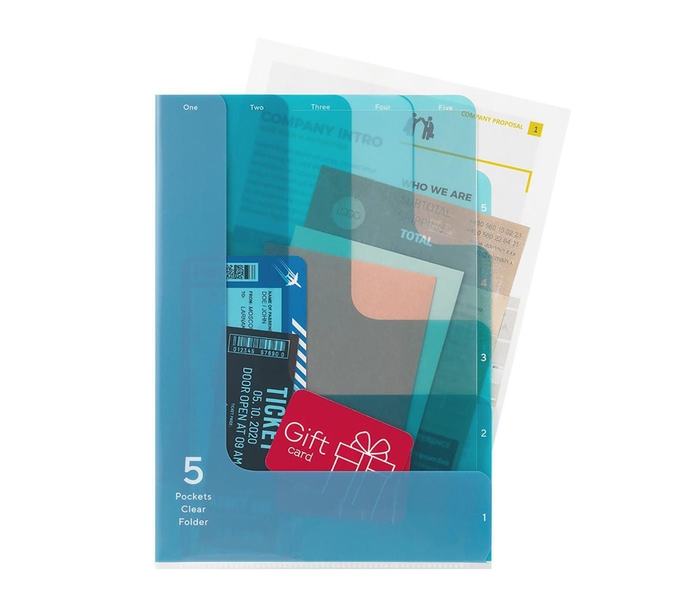 Midori Accessori Cartellina con 5 tasche 2-Way Blue