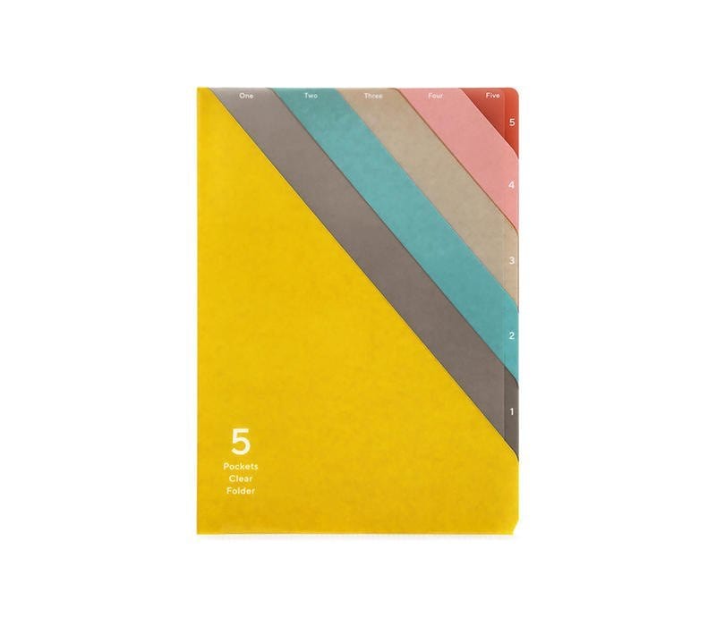 Midori Accessori Cartellina con 5 tasche Stripe Yellow