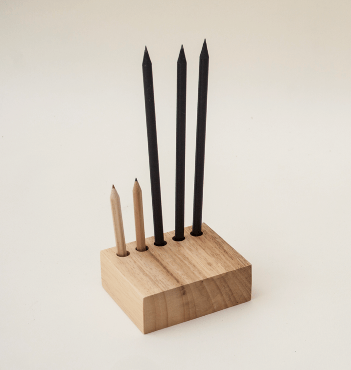 Octagon Accessori Cube - Minimalist Wood Pencil Holder