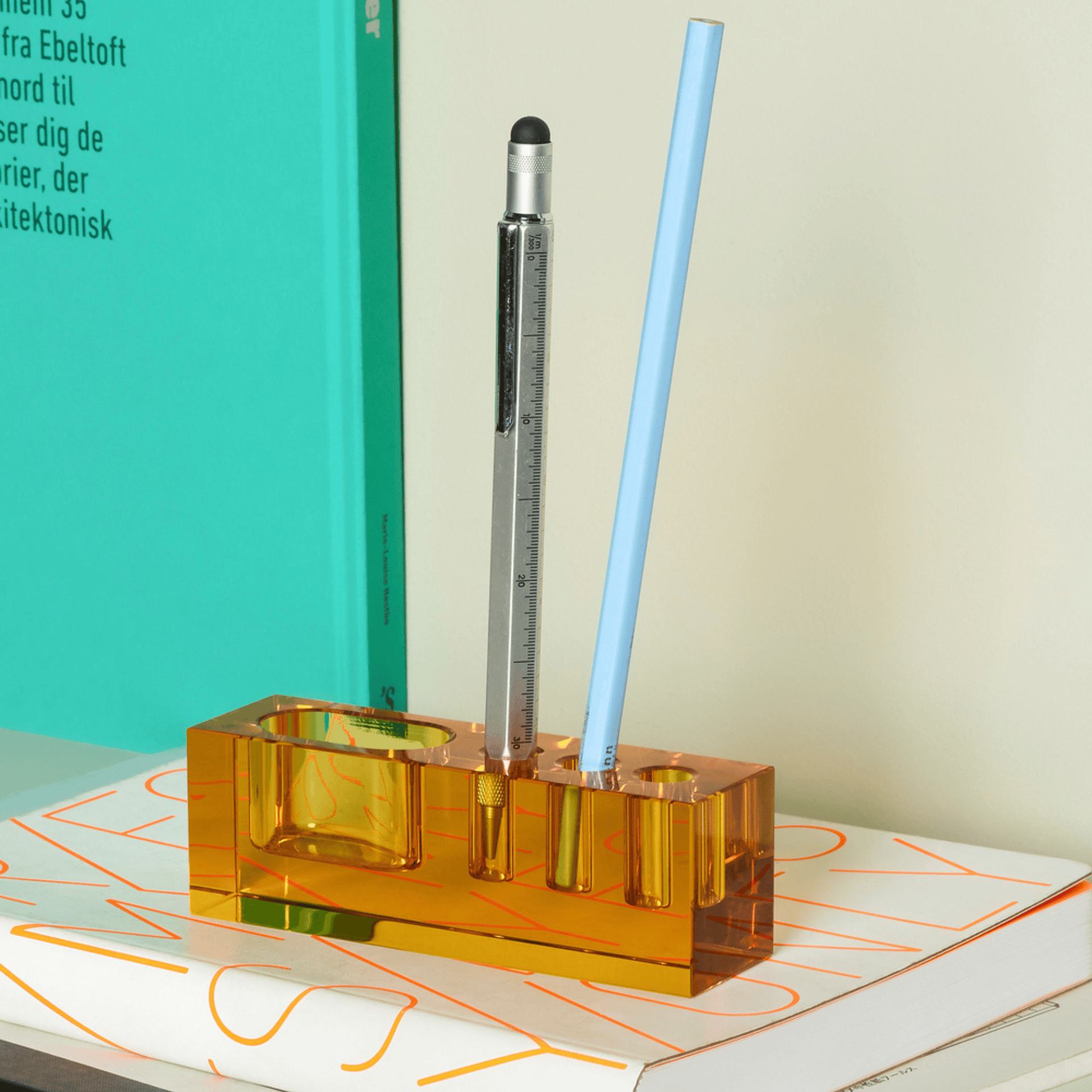 Hübsch Accessori per la scrivania Blok Organiser Yellow
