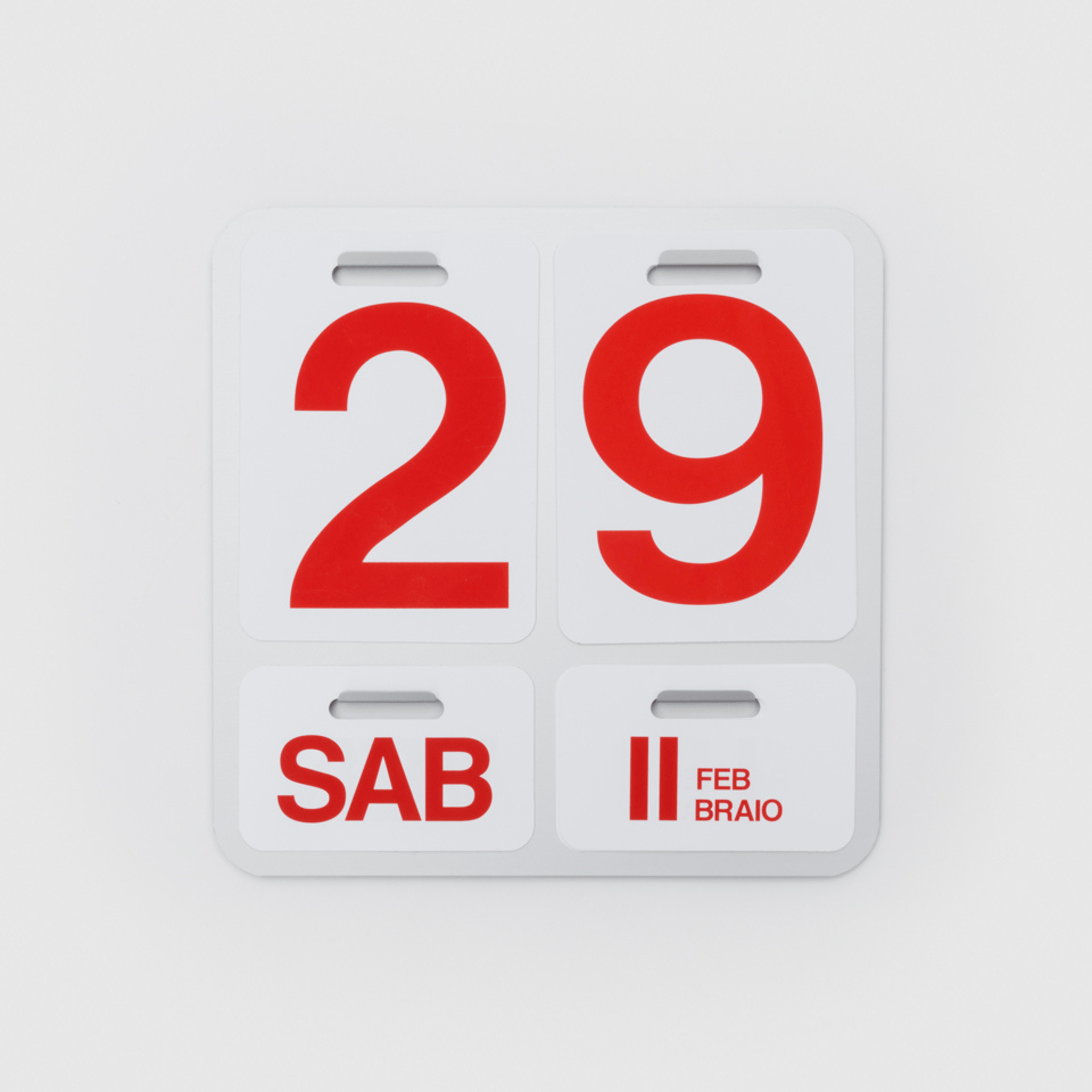 Danese Milano Accessori per la scrivania NATURAL/ROSSO Formosa Calendario - Enzo Mari 1963