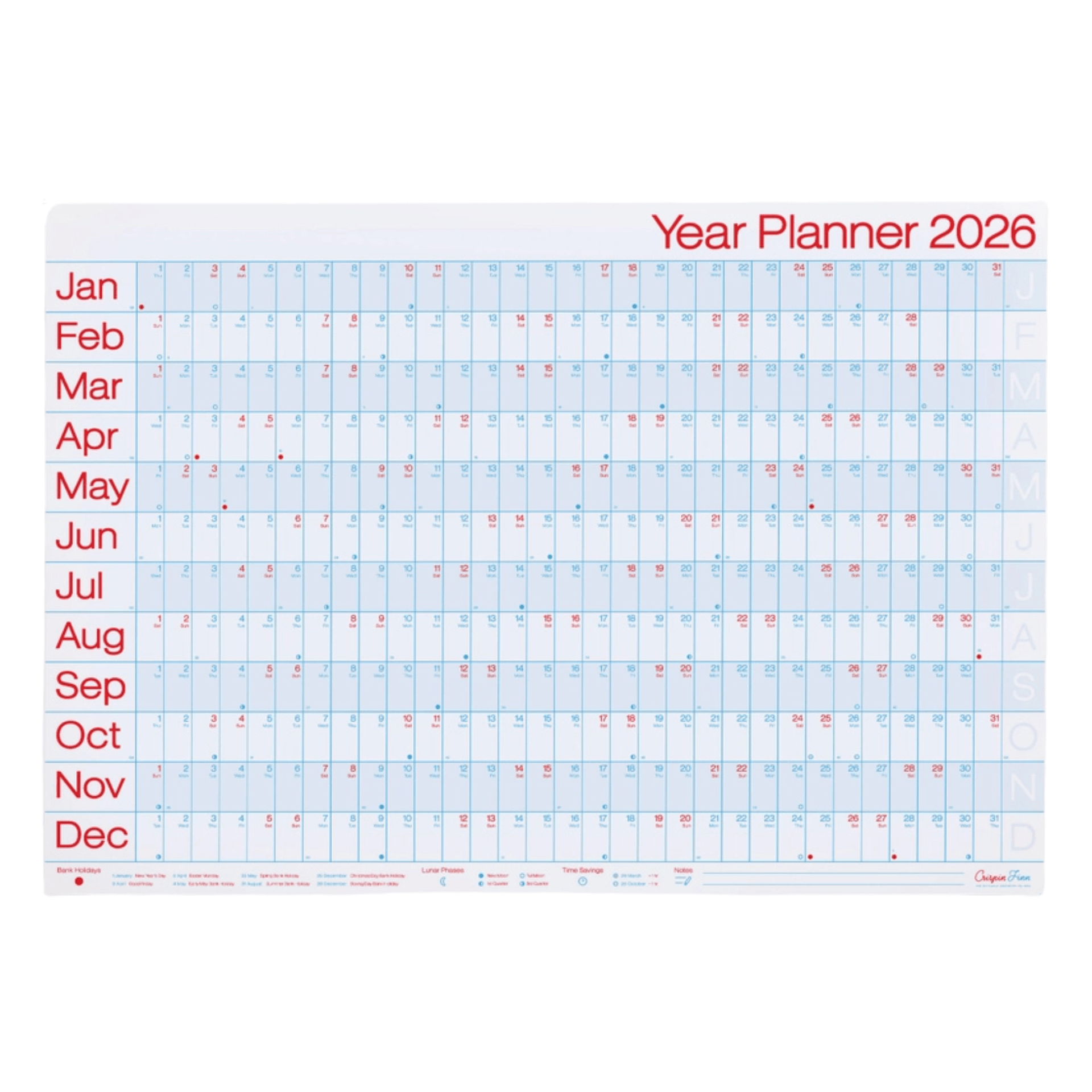 Crispin Finn Agenda 2026 Year Planner - Landscape View