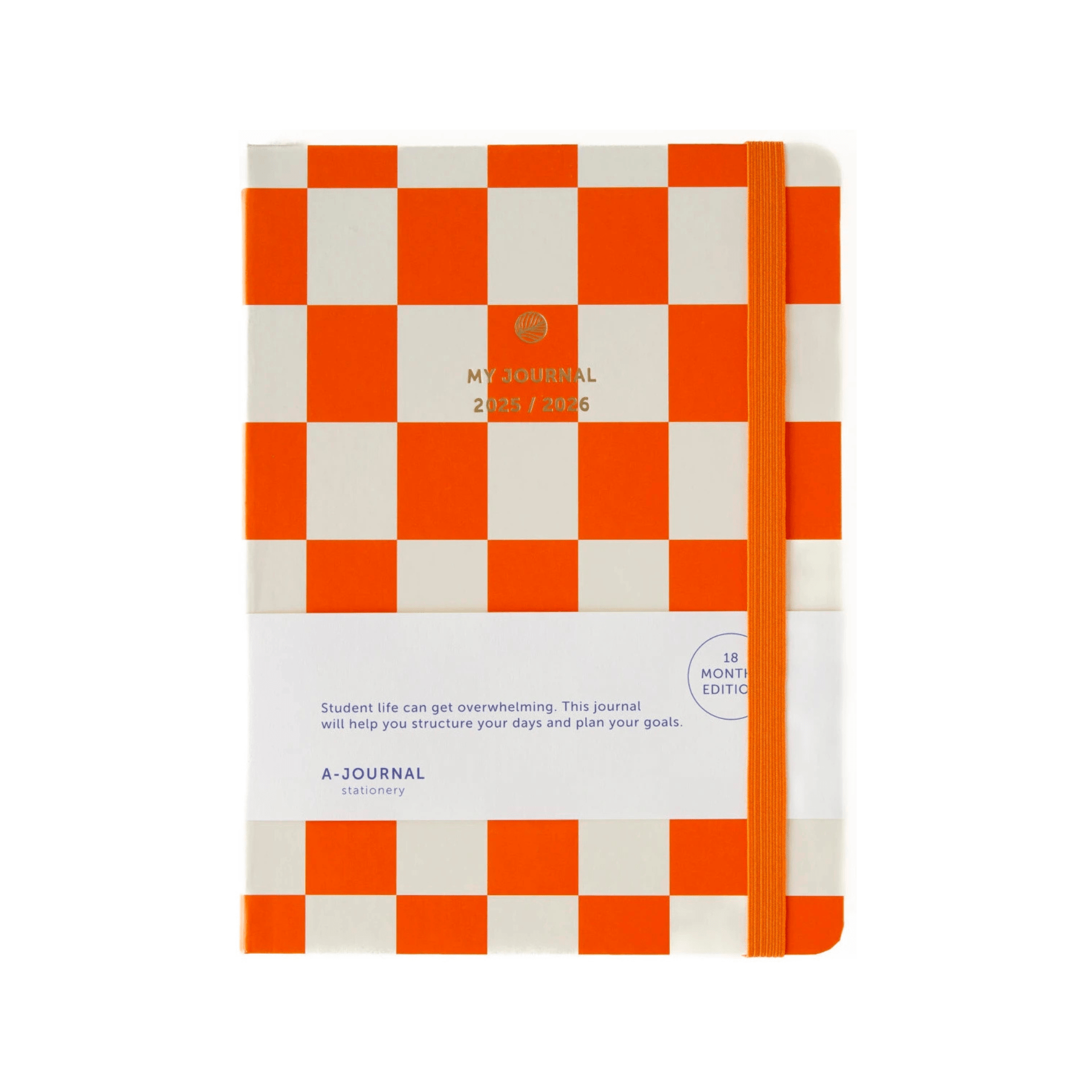 A-Journal Agenda Agenda 2025-2026 Orange Checkered - 18 mesi