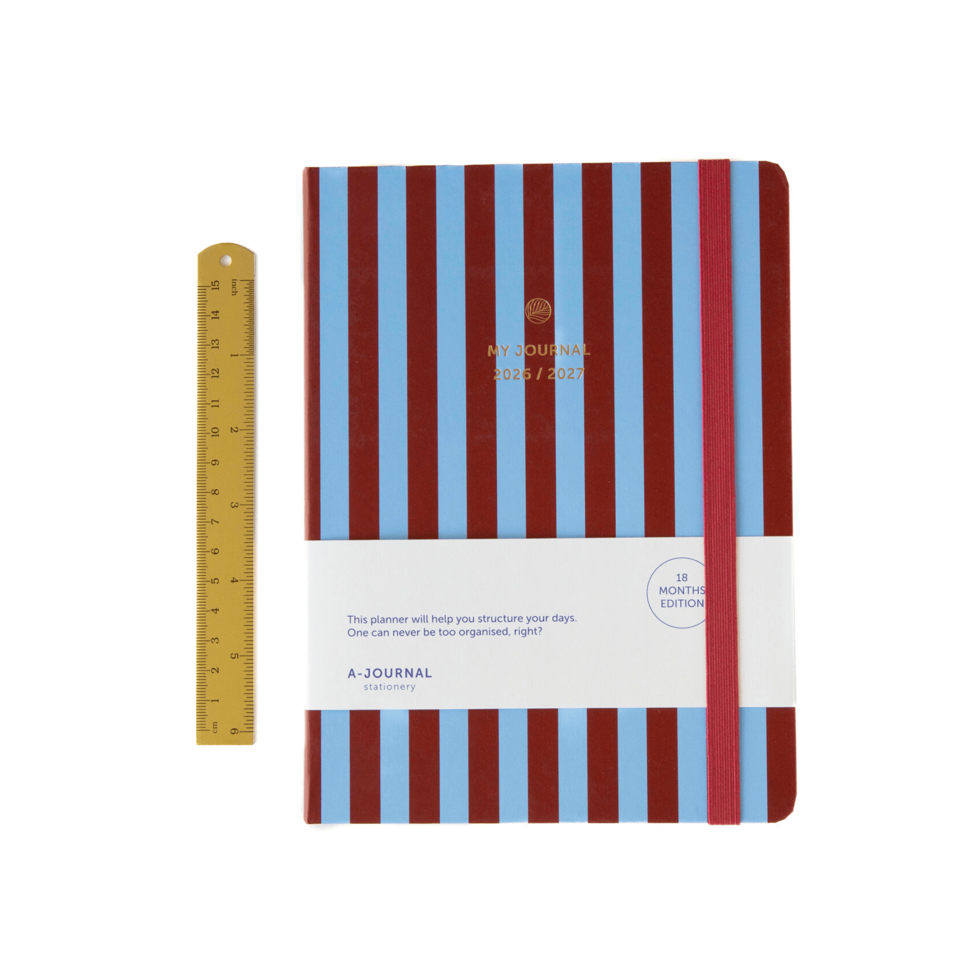 A-Journal Agenda Agenda 2026/2027 - 18 mesi - Stripes Blue Bordeaux