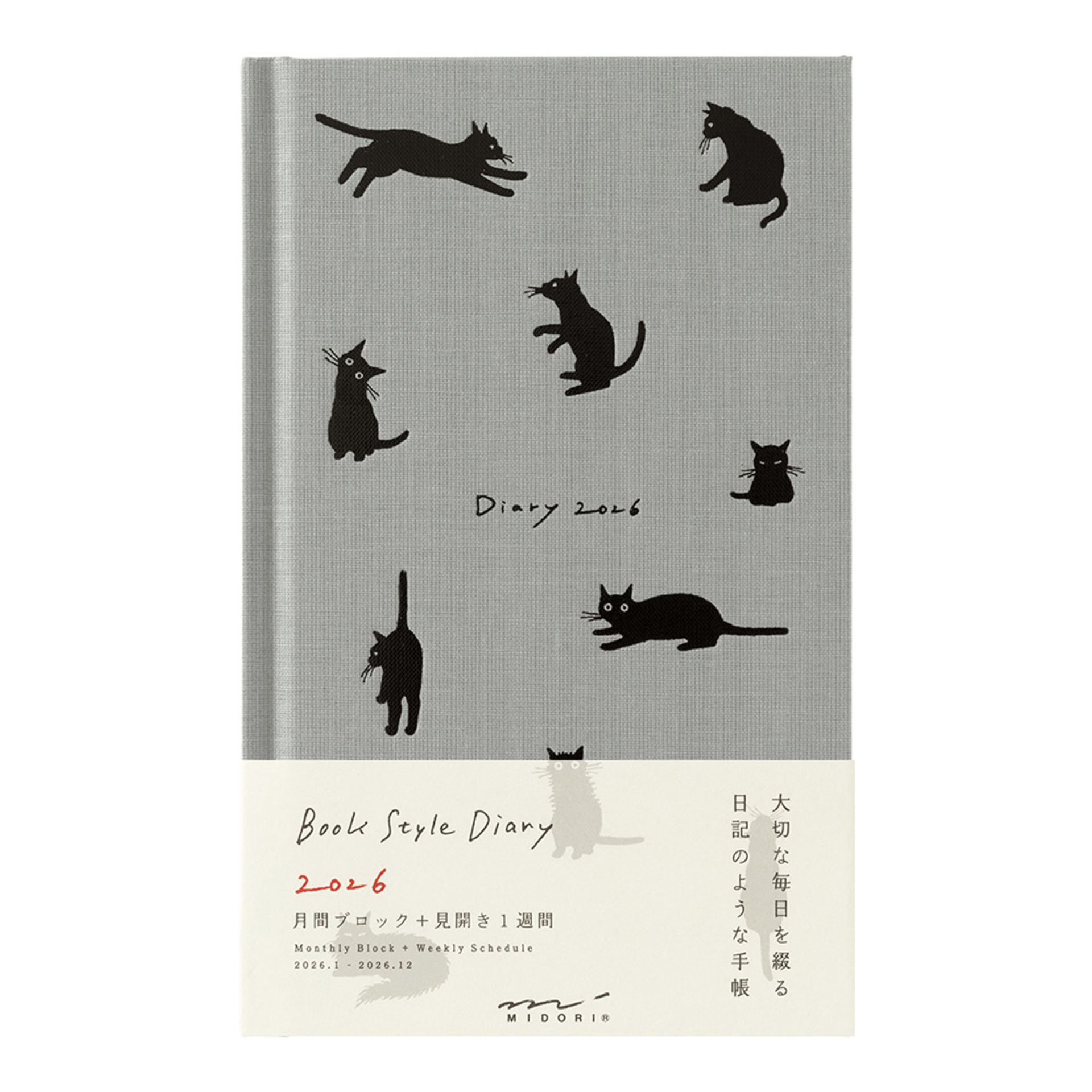 Midori Agenda Agenda Book Style Diary B6 - Cat Grey 2026