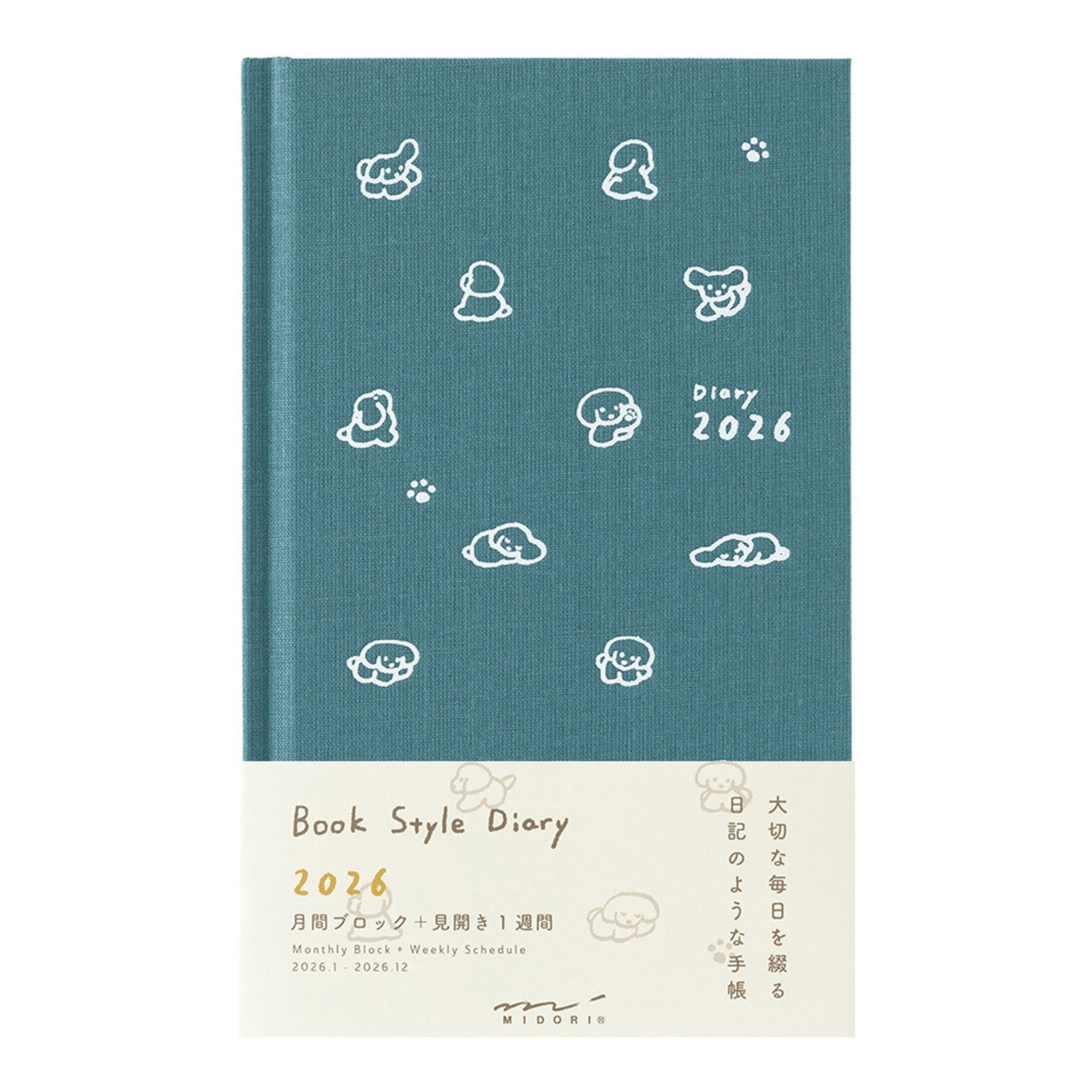 Midori Agenda Agenda Book Style Diary B6 - Dog Blue Green 2026