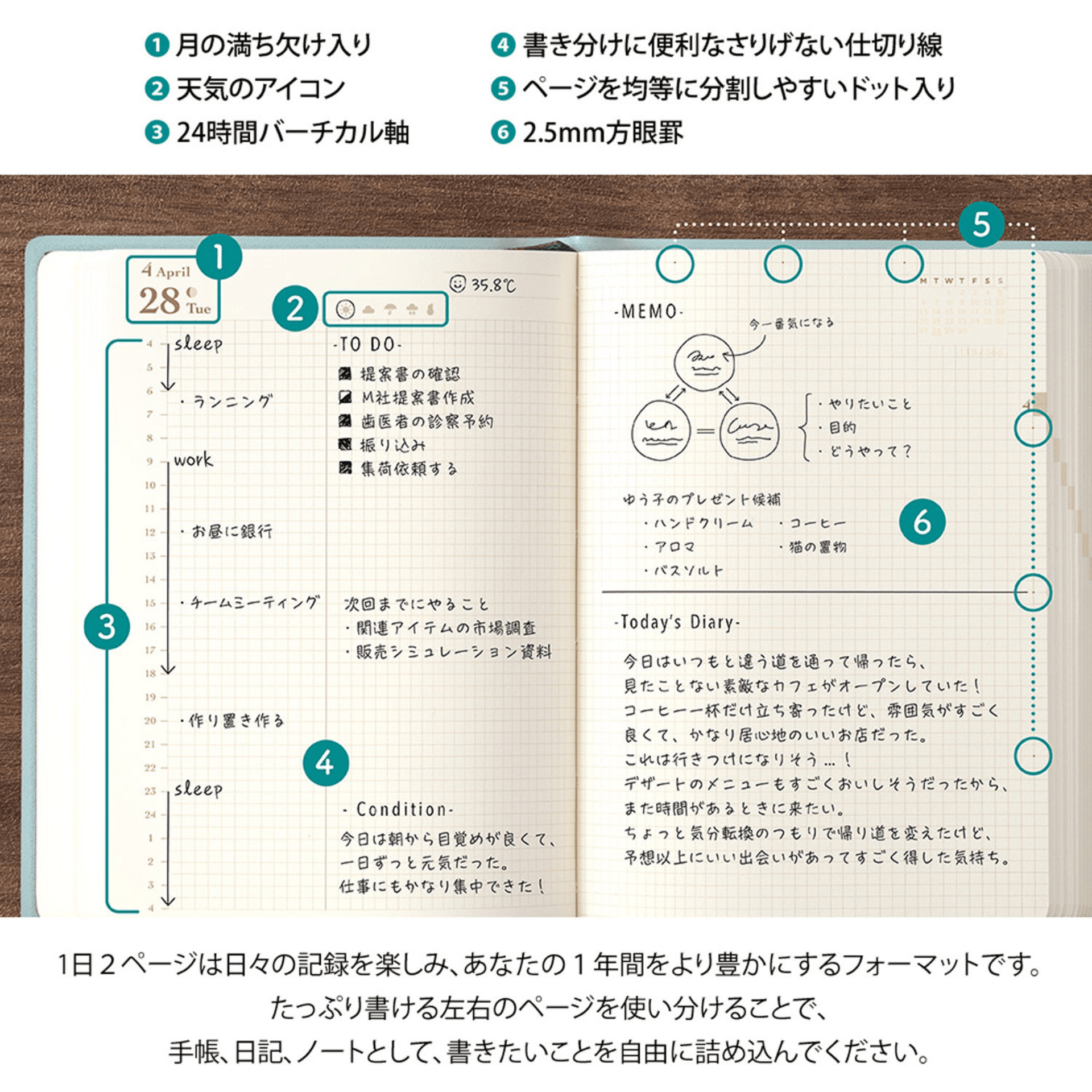 Midori Agenda Agenda Diary Hibino 2026 - Blue Green