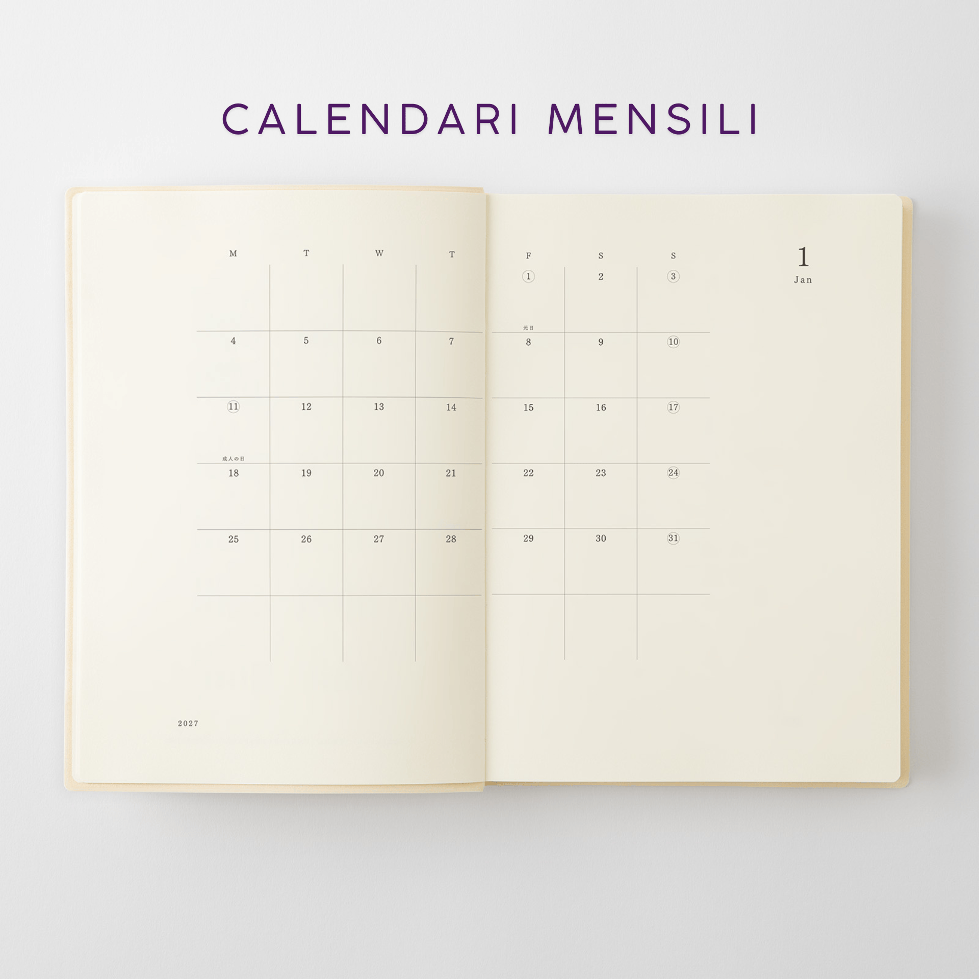 Midori Agenda Agenda MD Notebook Diary 2027 - 1 Day 1 Page A5