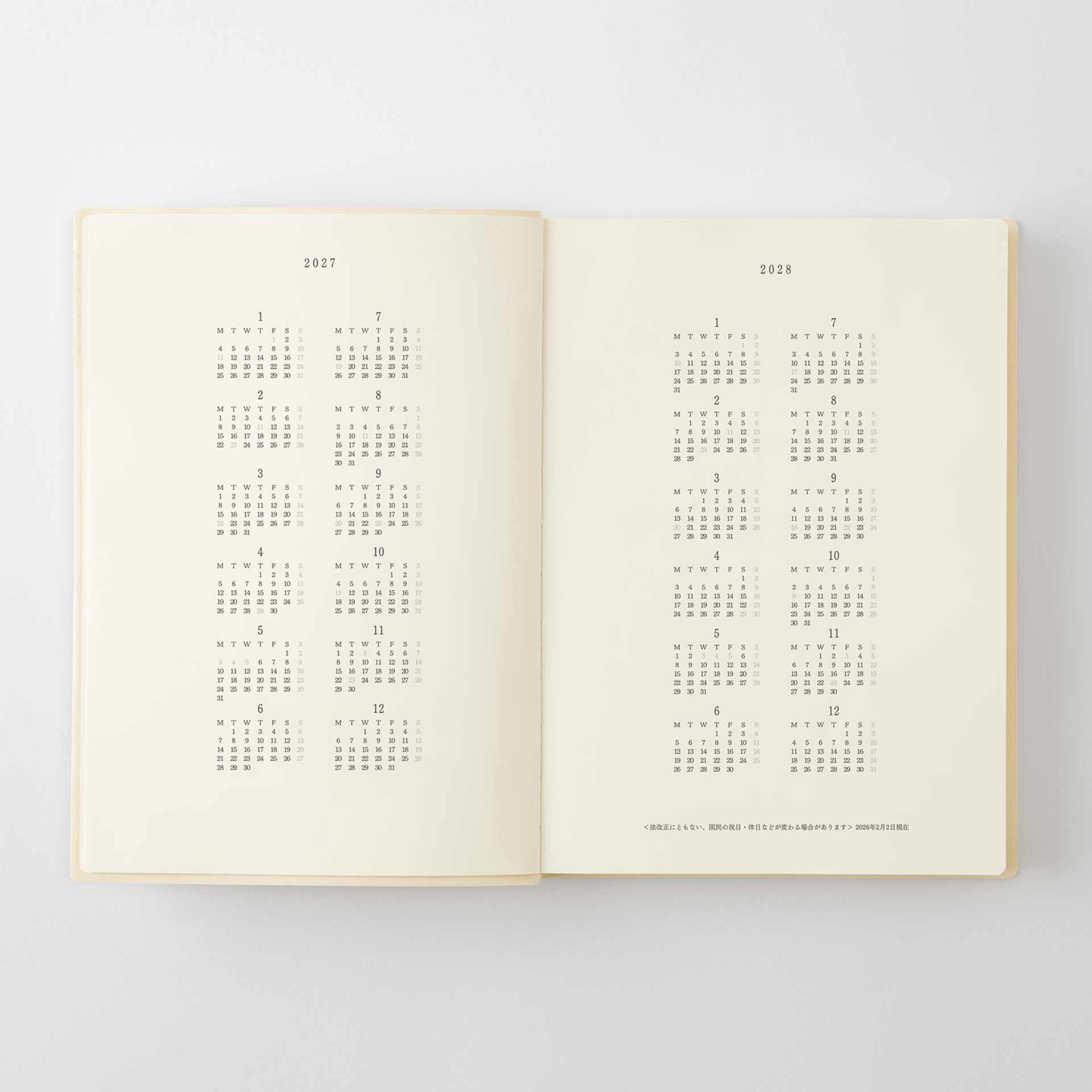 Midori Agenda Agenda MD Notebook Diary 2027 - 1 Day 1 Page A5