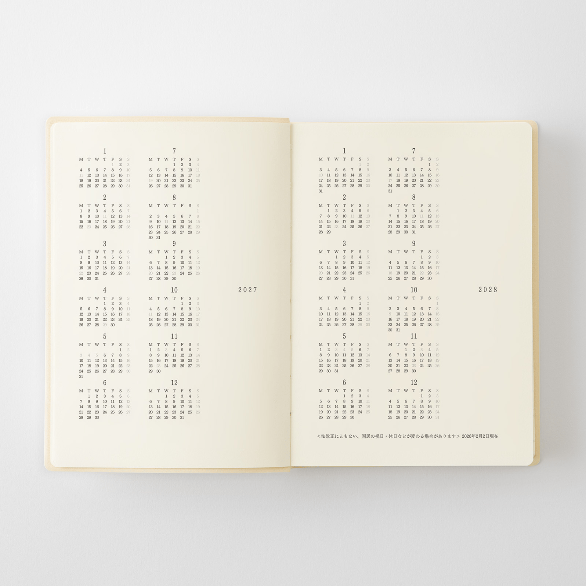 Midori Agenda Agenda MD Notebook Diary 2027 - 1 Day 1 Page A6
