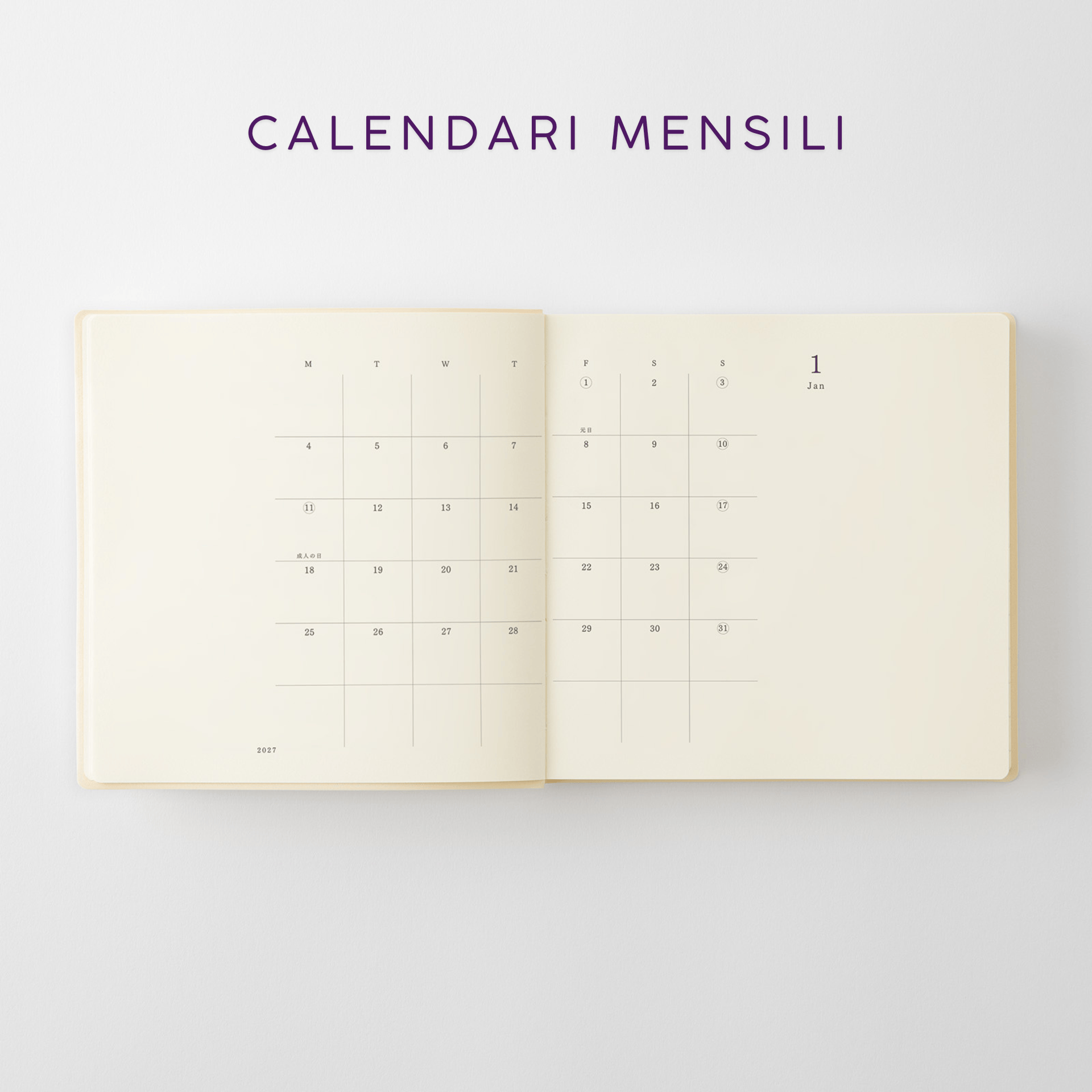 Midori Agenda Agenda MD Notebook Diary 2027 - 1 Day 1 Page Square
