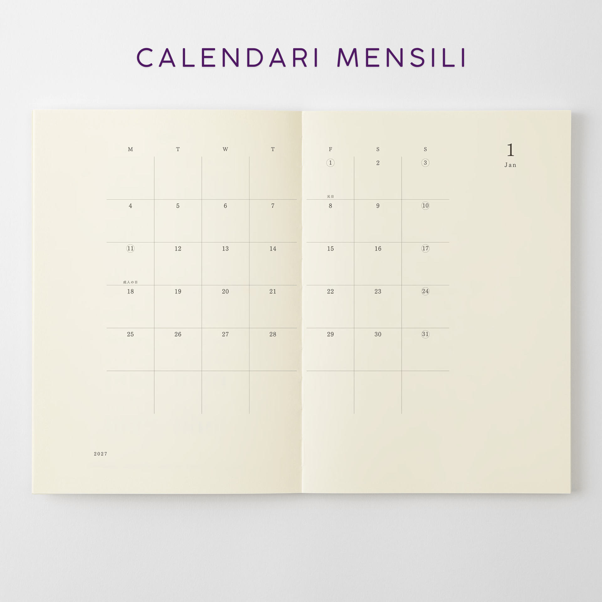 Midori Agenda Agenda MD Notebook Diary 2027 - Monthly Thin A5