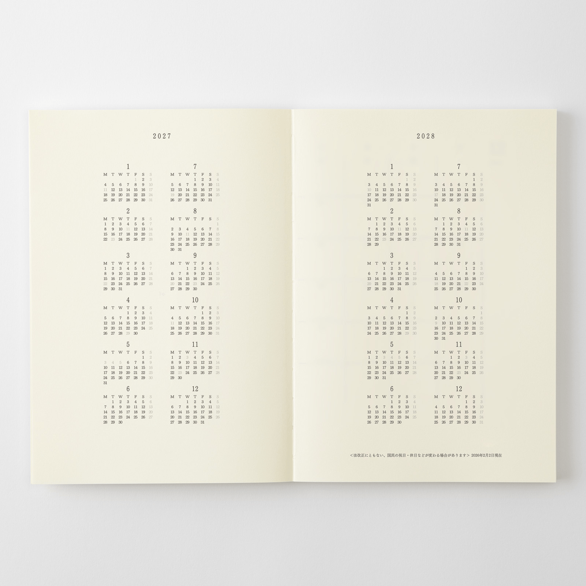 Midori Agenda Agenda MD Notebook Diary 2027 - Weekly A5