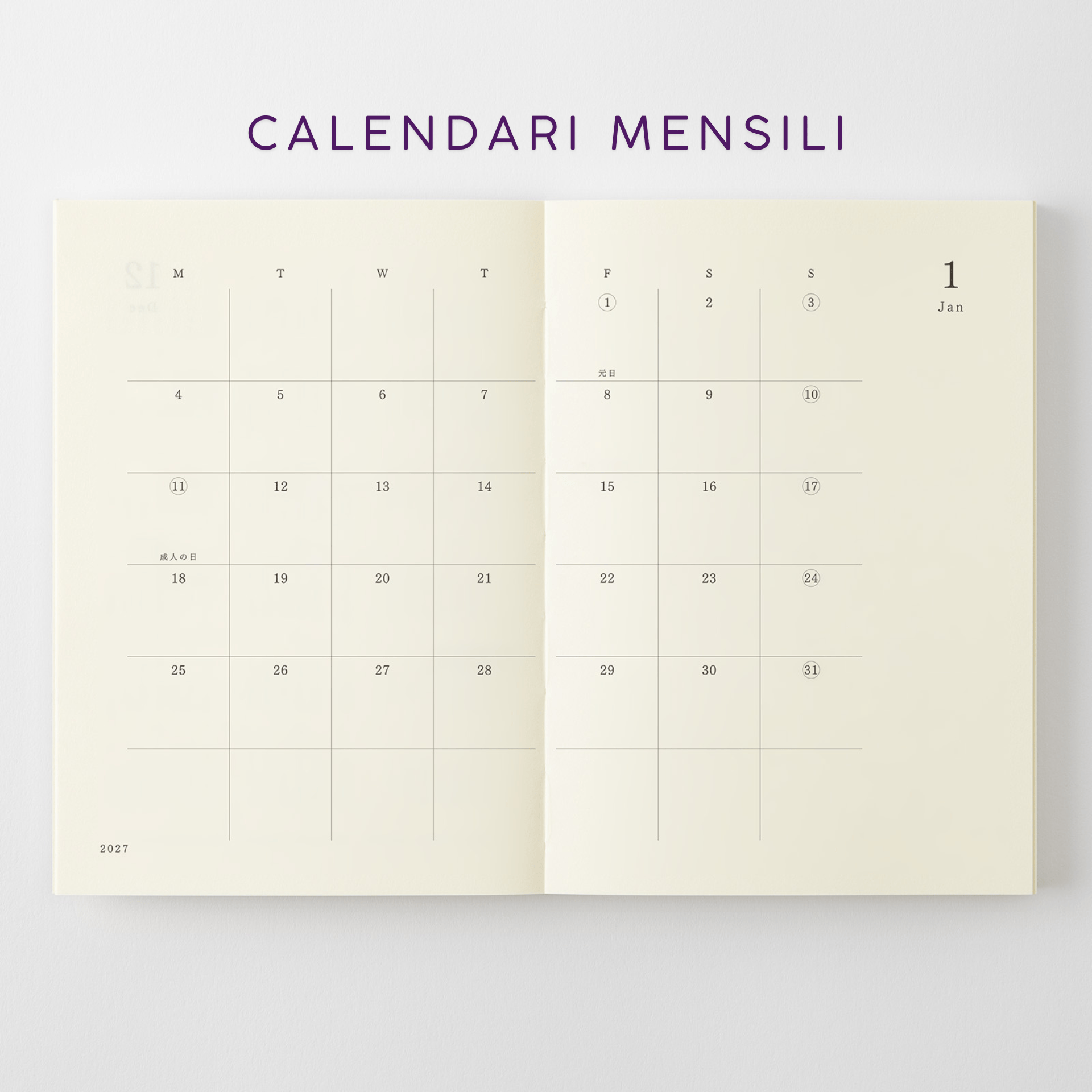Midori Agenda Agenda MD Notebook Diary 2027 - Weekly A6