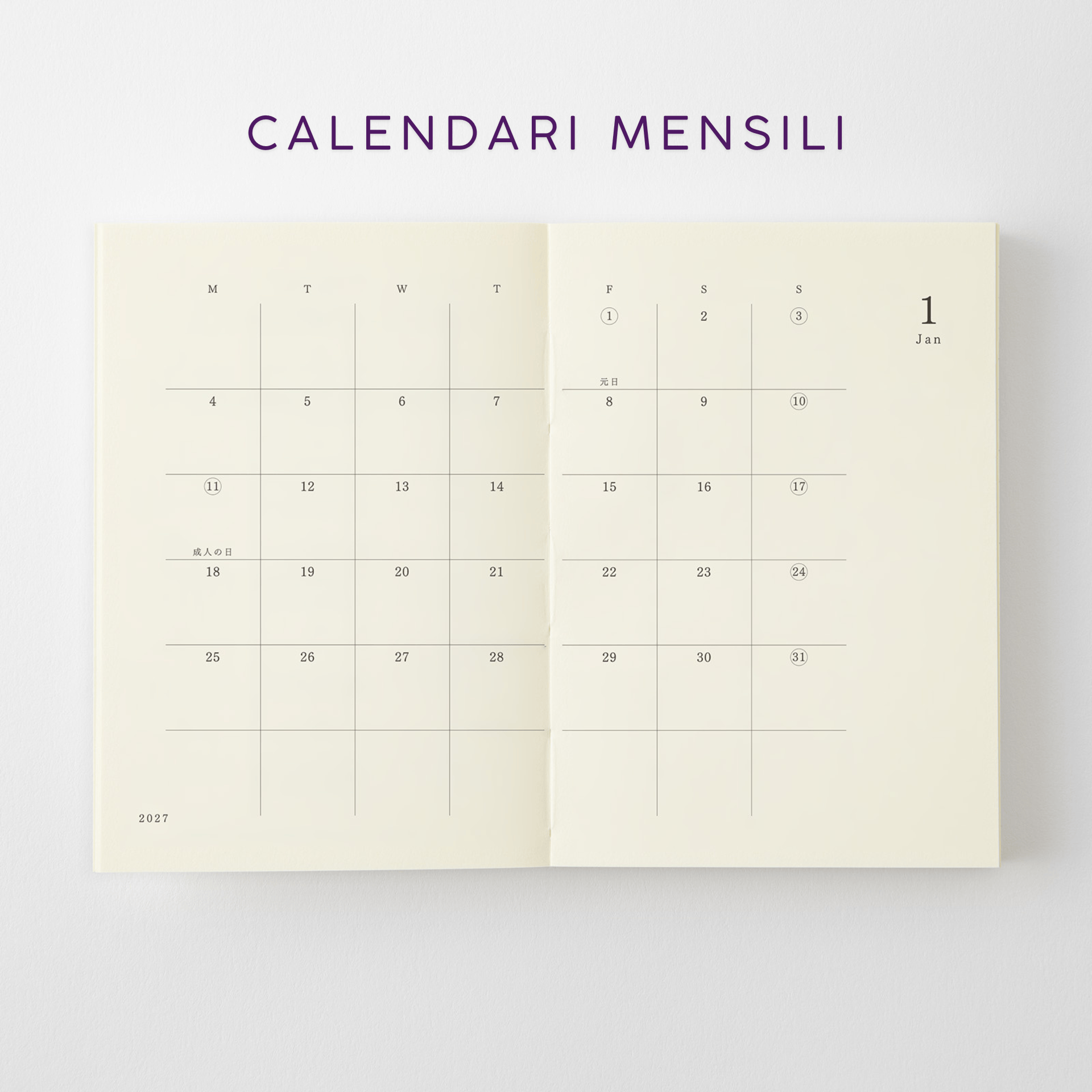 Midori Agenda Agenda MD Notebook Diary 2027 - Weekly A7