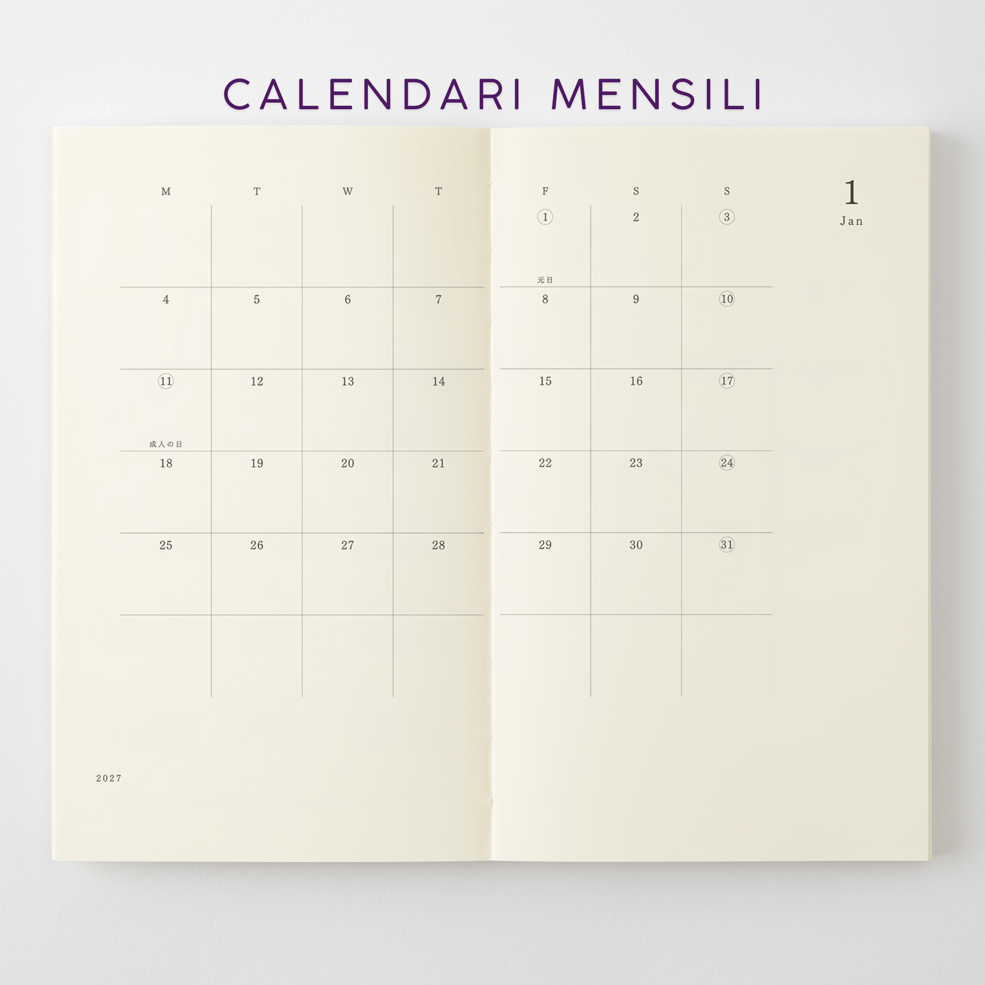 Midori Agenda Agenda MD Notebook Diary 2027 - Weekly B6 Slim