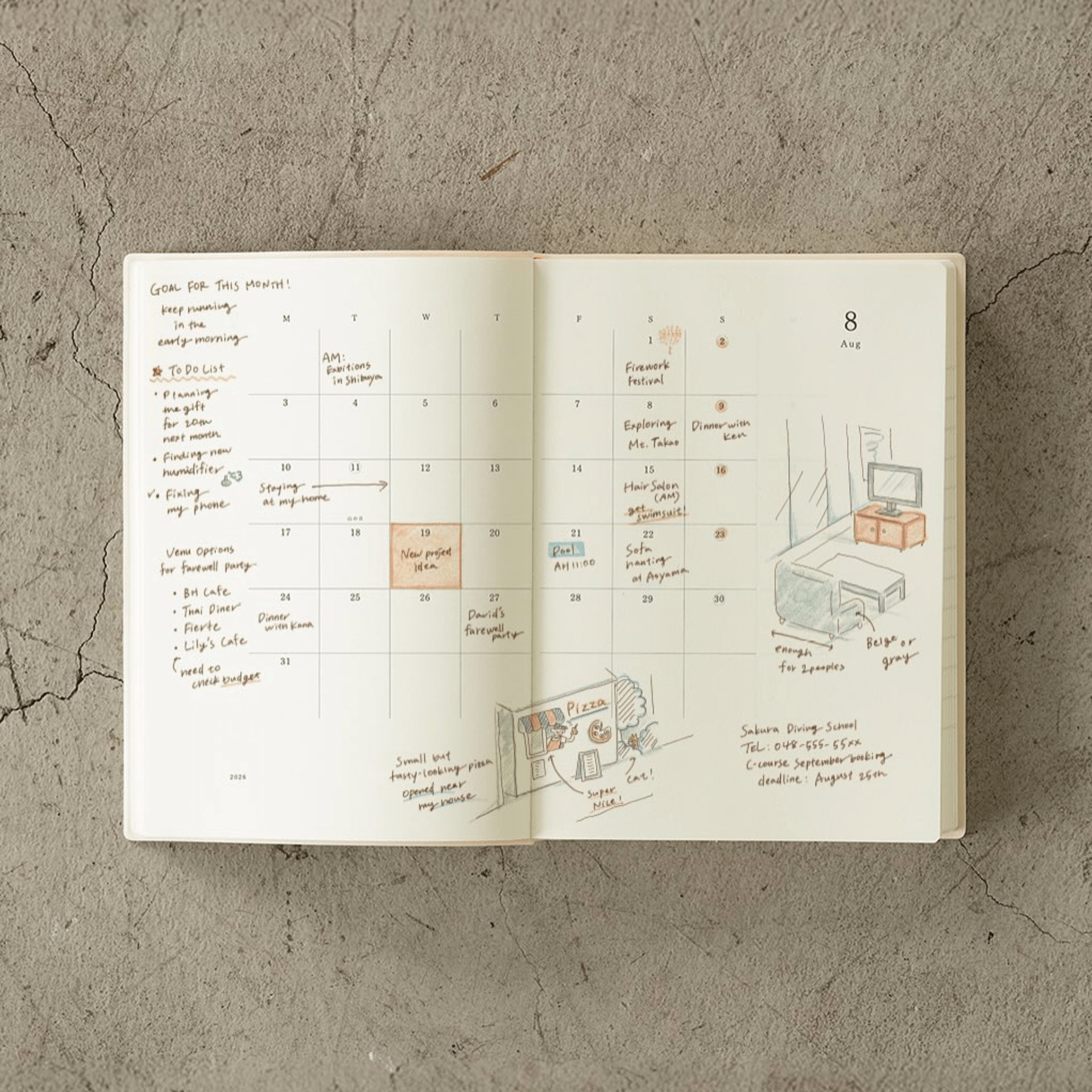 Midori Agenda Agenda MD Paper Notebook Diary - 1 day 1 page 2026 - Daily A5