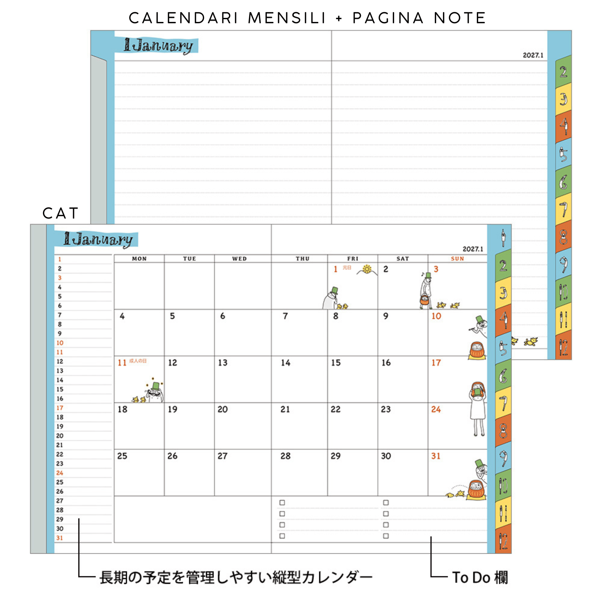 Midori Agenda Agenda Pocket Diary A6 2027 - Ojisan