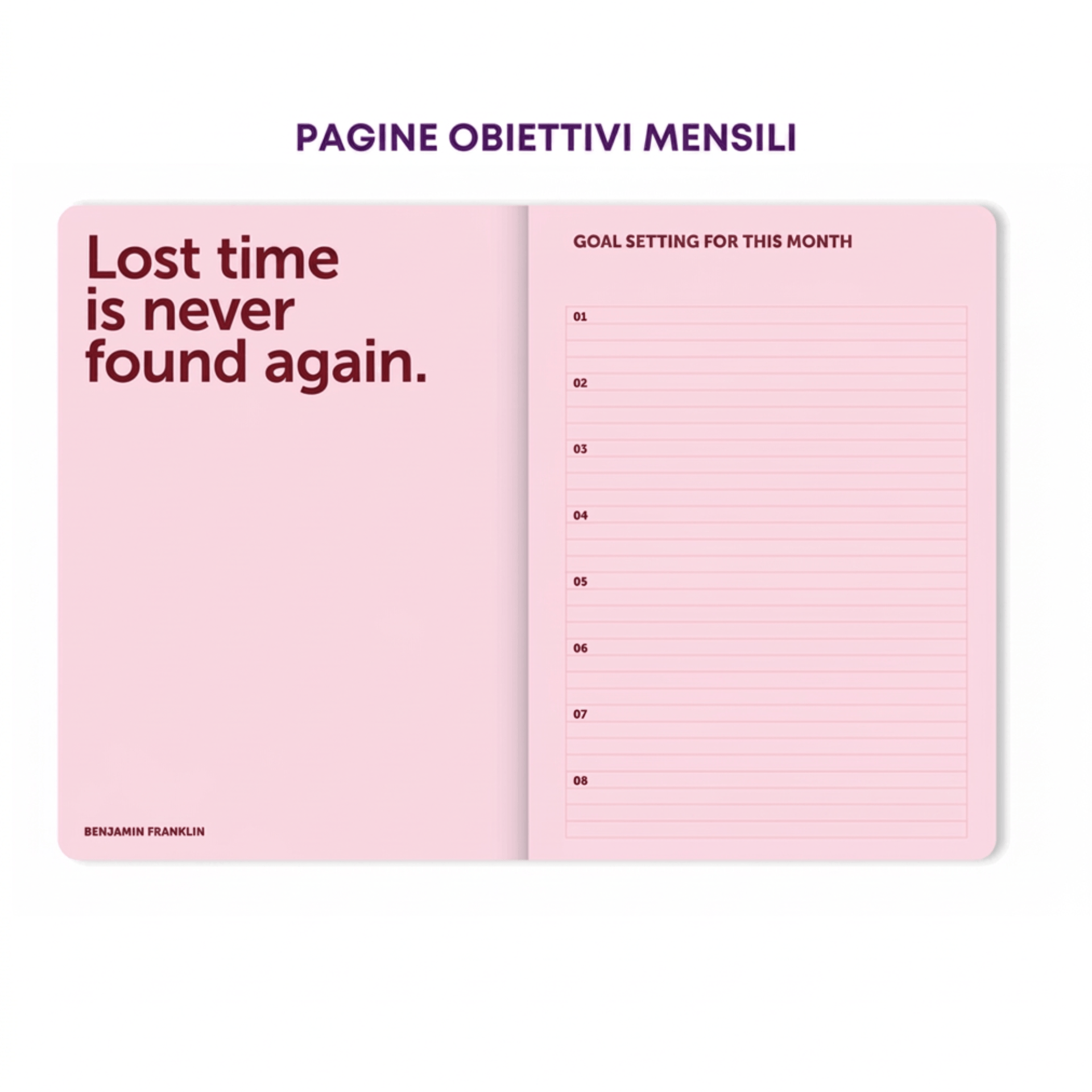 A-Journal Agenda Agenda Spiral Diary 2026/2027 - Pink
