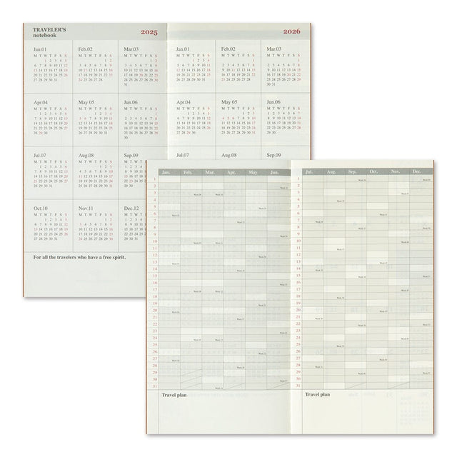 Traveler's Company Japan Agenda Agenda Traveler's Diary Refill 2025 - Mensile