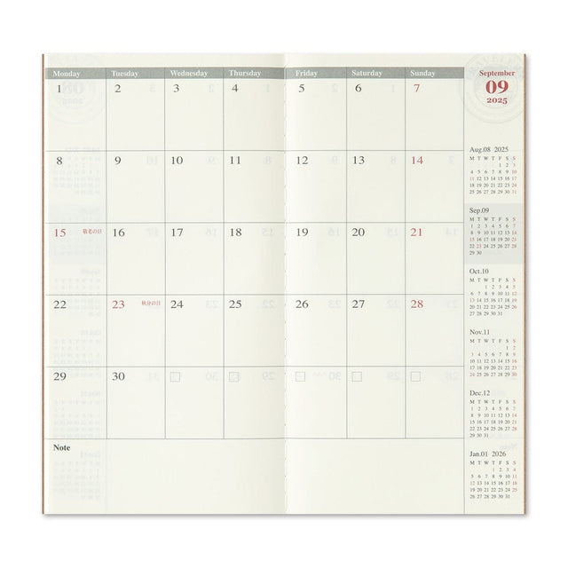 Traveler's Company Japan Agenda Agenda Traveler's Diary Refill 2025 - Mensile