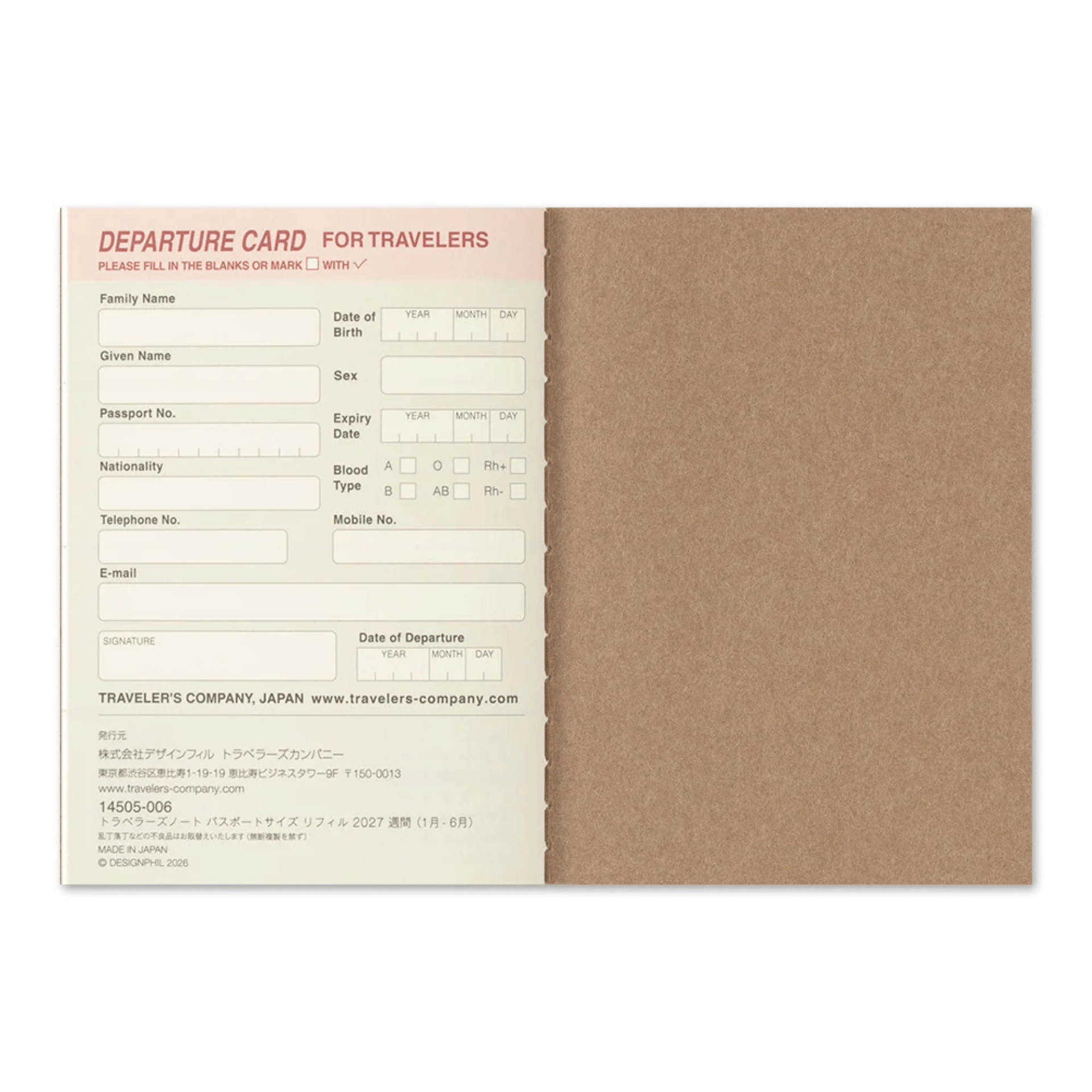 Traveler's Company Japan Agenda Agenda Traveler's Passport 2027 - Weekly