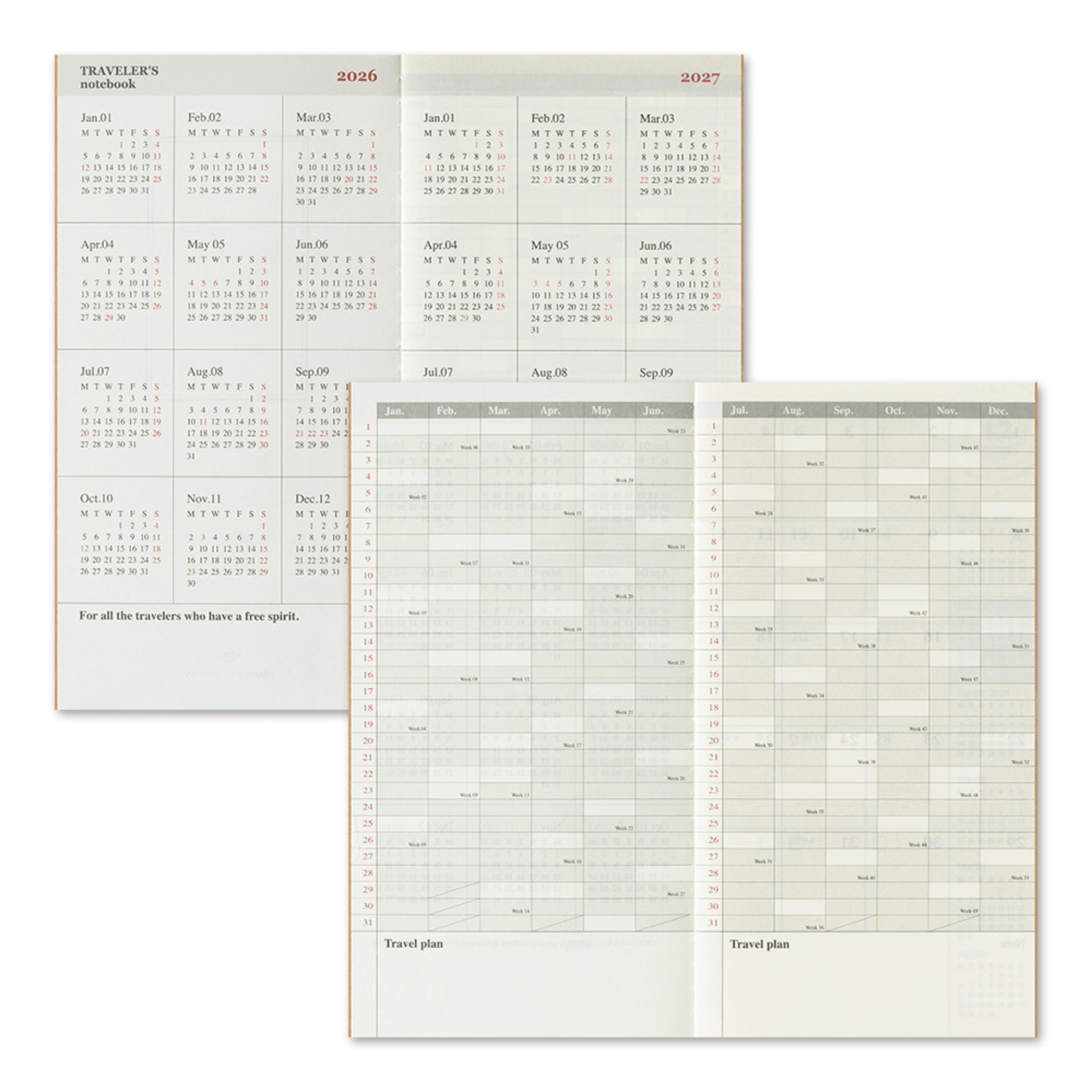 Traveler's Company Japan Agenda Agenda Traveler's Regular 2026 - Mensile