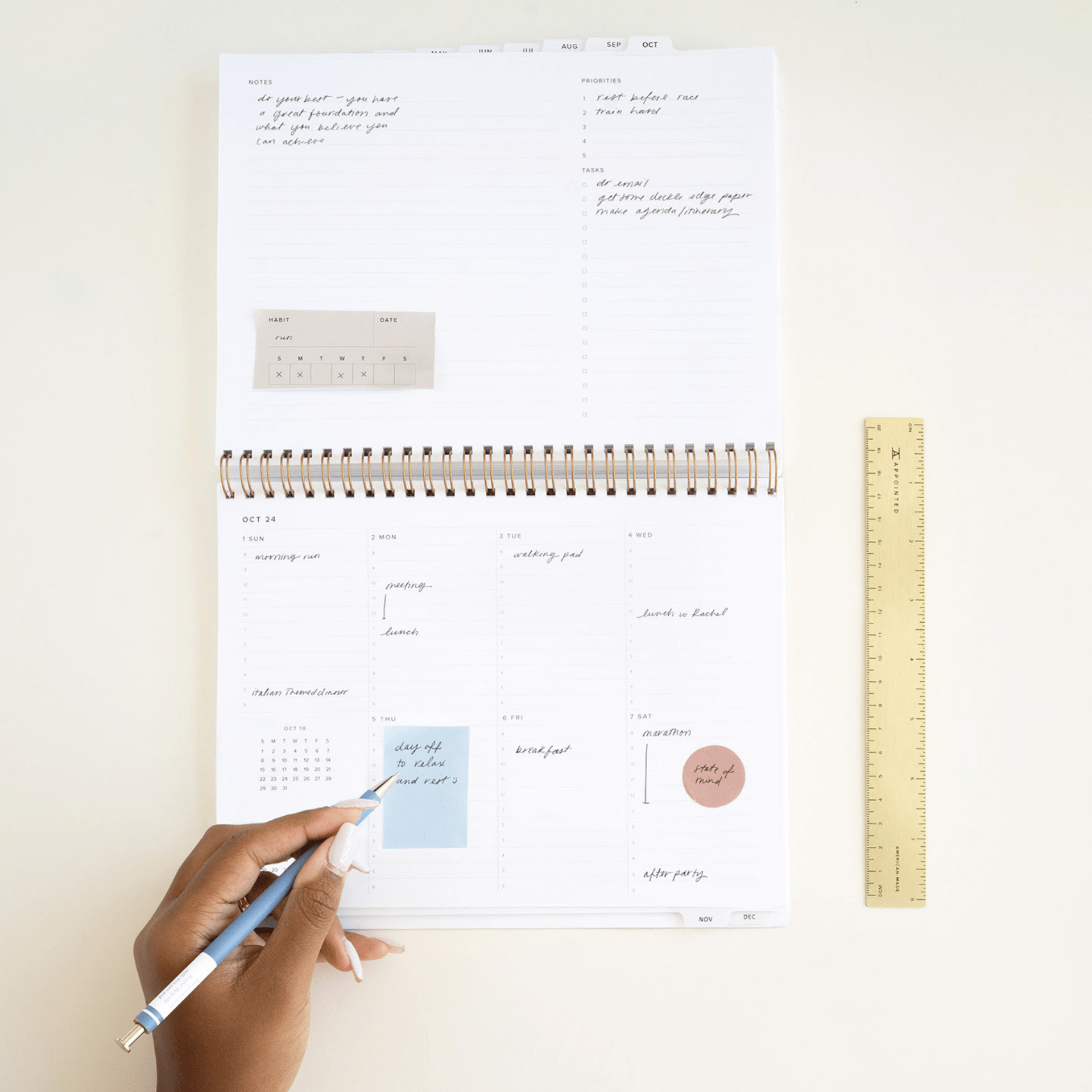 Appointed Agenda Agenda Weekly Task Planner Horizontal 2026 - Oxford Blue