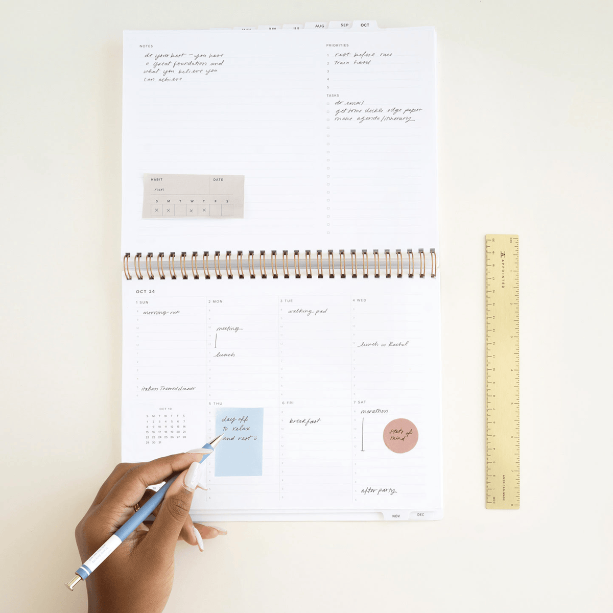 Appointed Agenda Agenda Weekly Task Planner Horizontal 2027 - Oxford Blue
