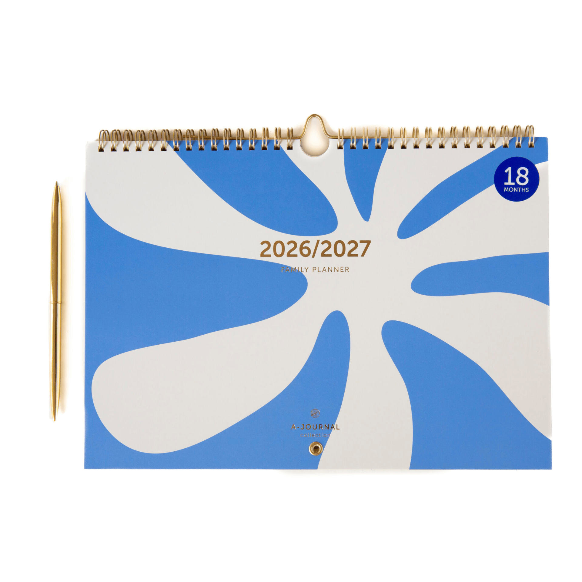 A-Journal Agenda Family Planner 2026-2027 Flower Blue