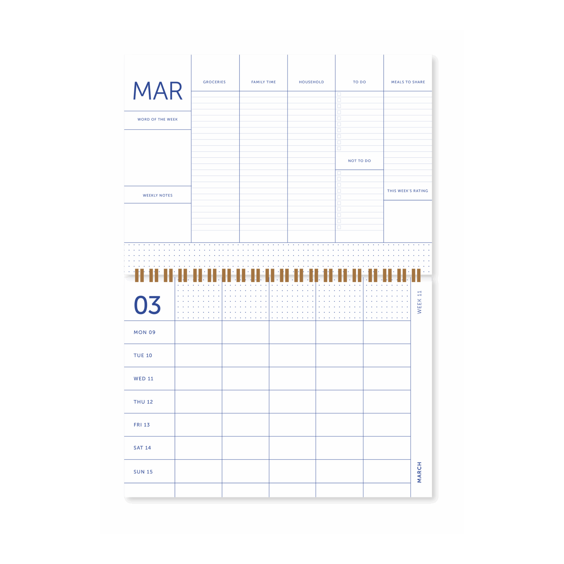 A-Journal Agenda Family Planner 2026 Flow Blue