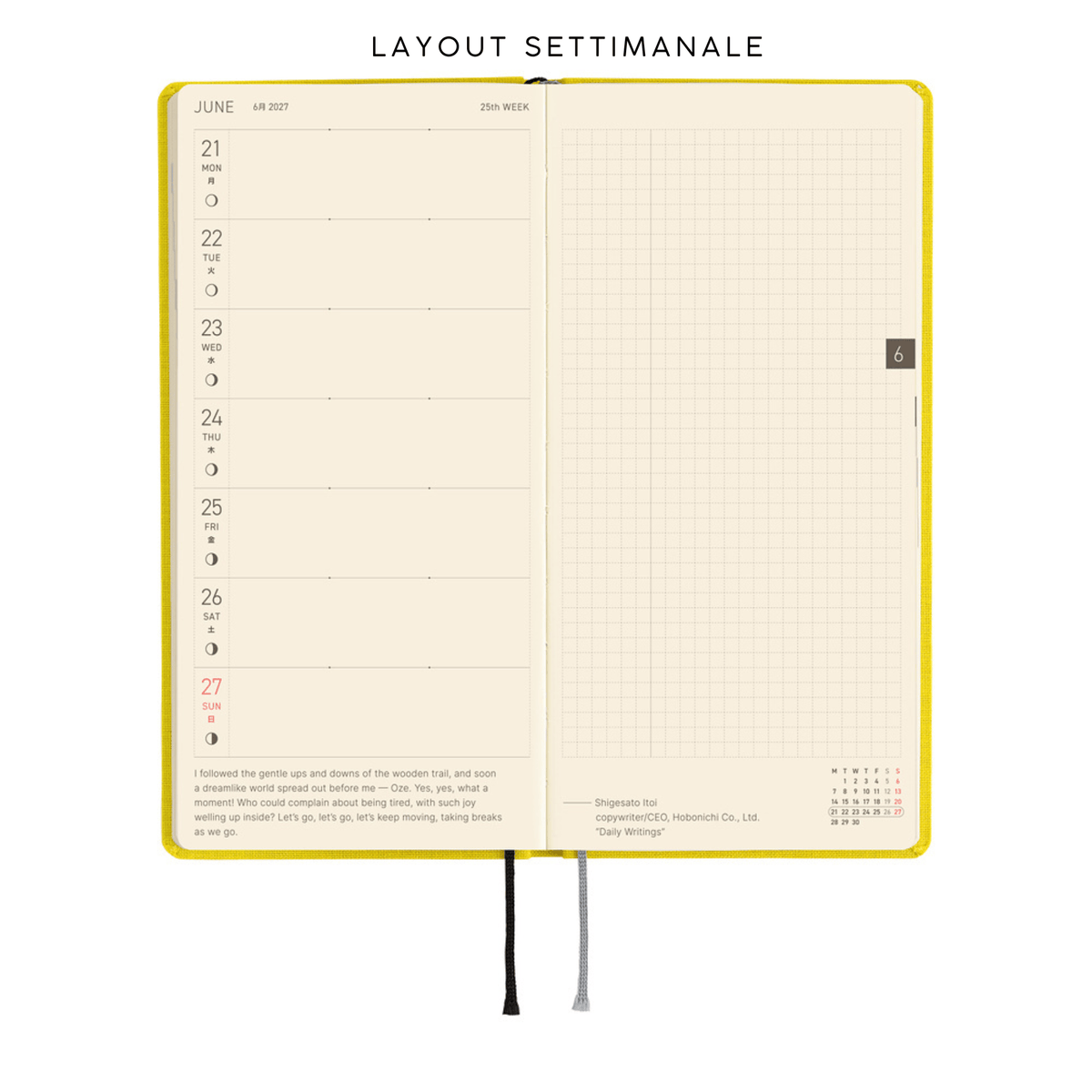 Hobonichi Agenda Hobonichi Weeks 2027 - Colors Canaria Yellow