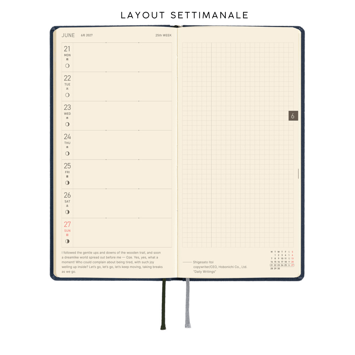 Hobonichi Agenda Hobonichi Weeks 2027 - Colors Midnight Blue