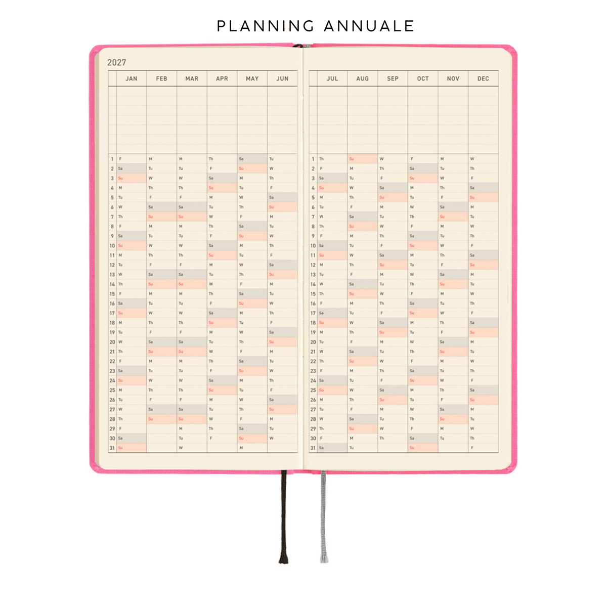 Hobonichi Agenda Hobonichi Weeks 2027 - Colors Pink Sapphire