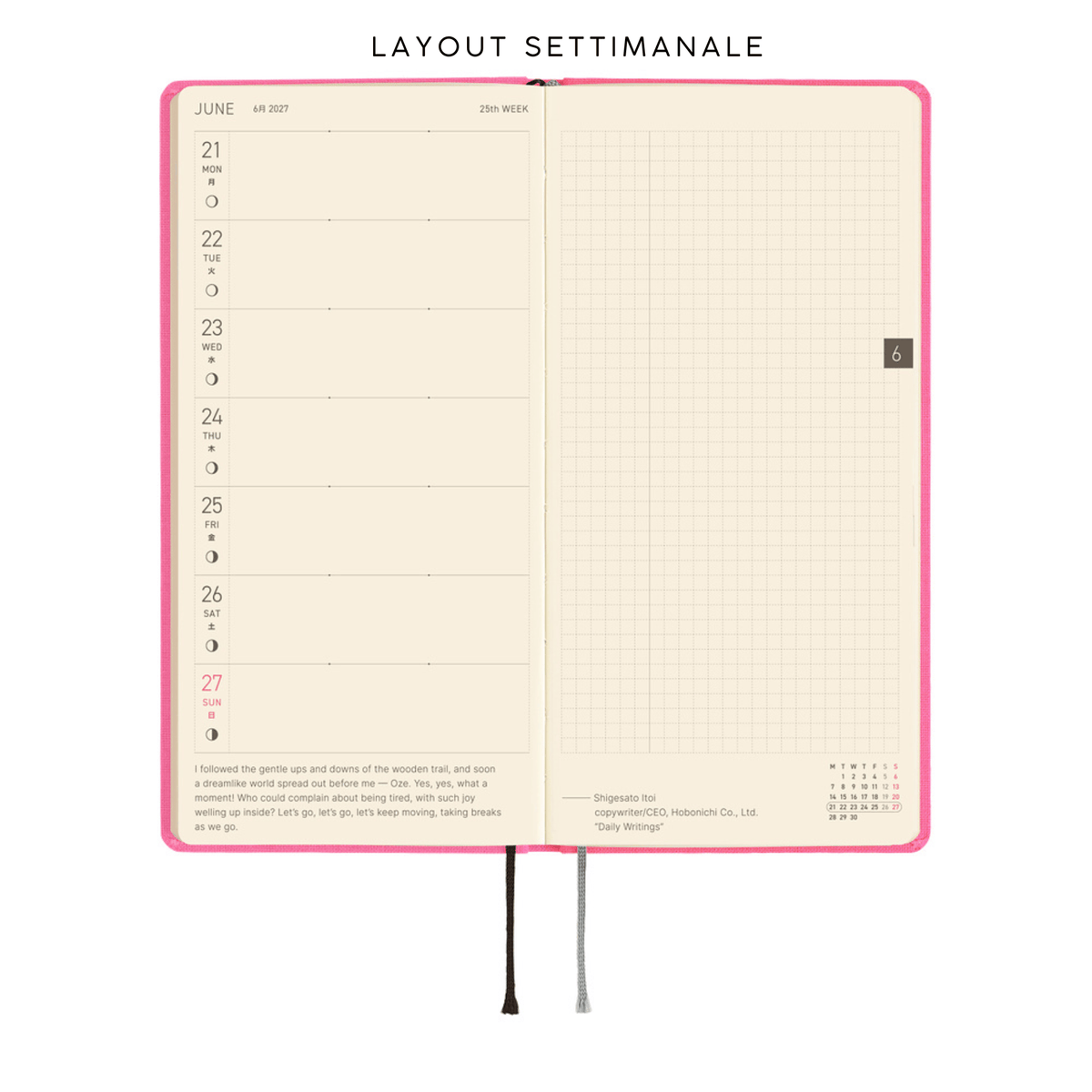 Hobonichi Agenda Hobonichi Weeks 2027 - Colors Pink Sapphire