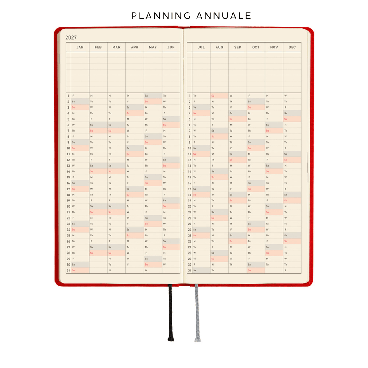 Hobonichi Agenda Hobonichi Weeks 2027 - Colors Poppy Red