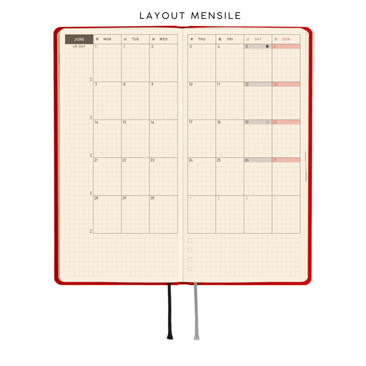 Hobonichi Agenda Hobonichi Weeks 2027 - Colors Poppy Red