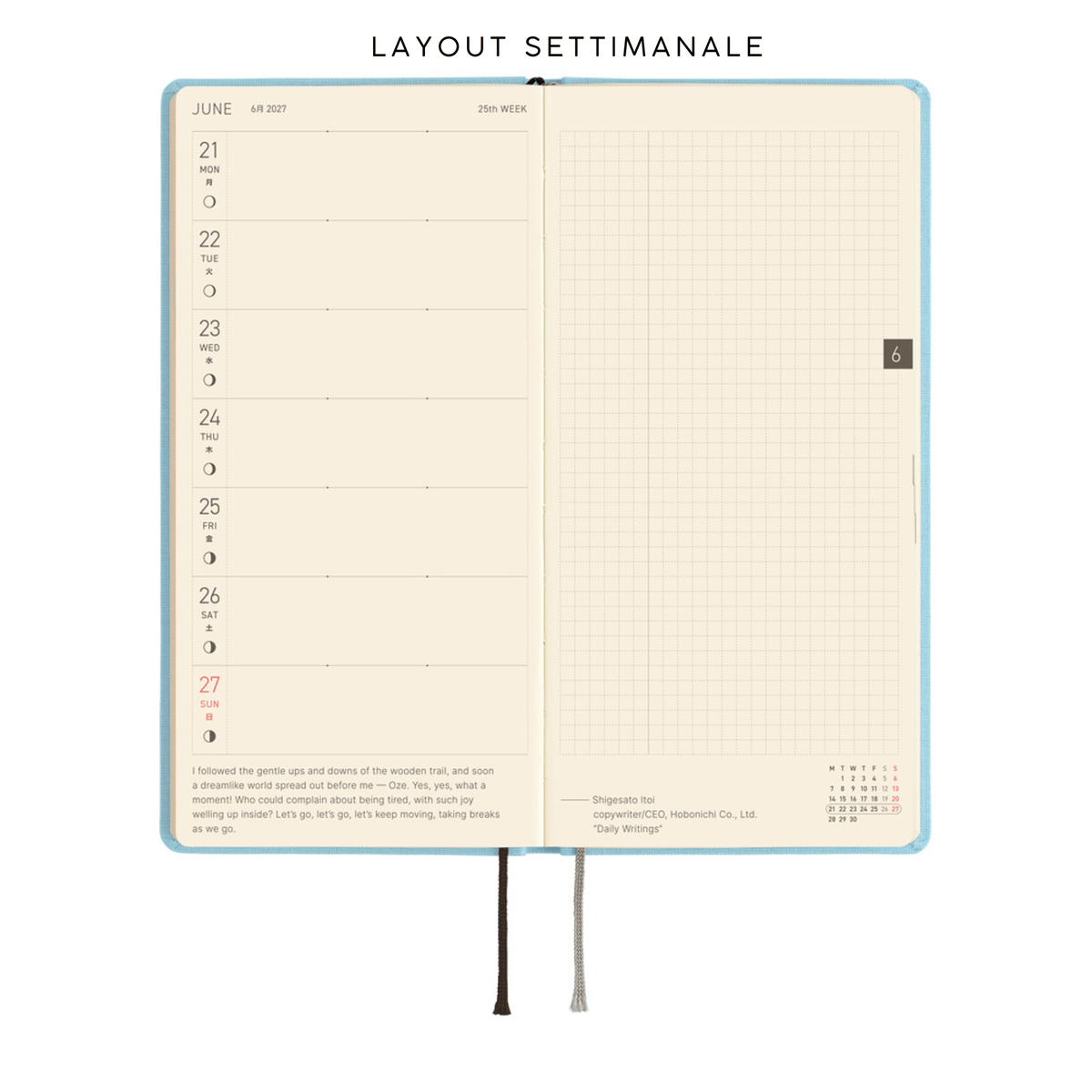 Hobonichi Agenda Hobonichi Weeks 2027 - Colors Sea Glass