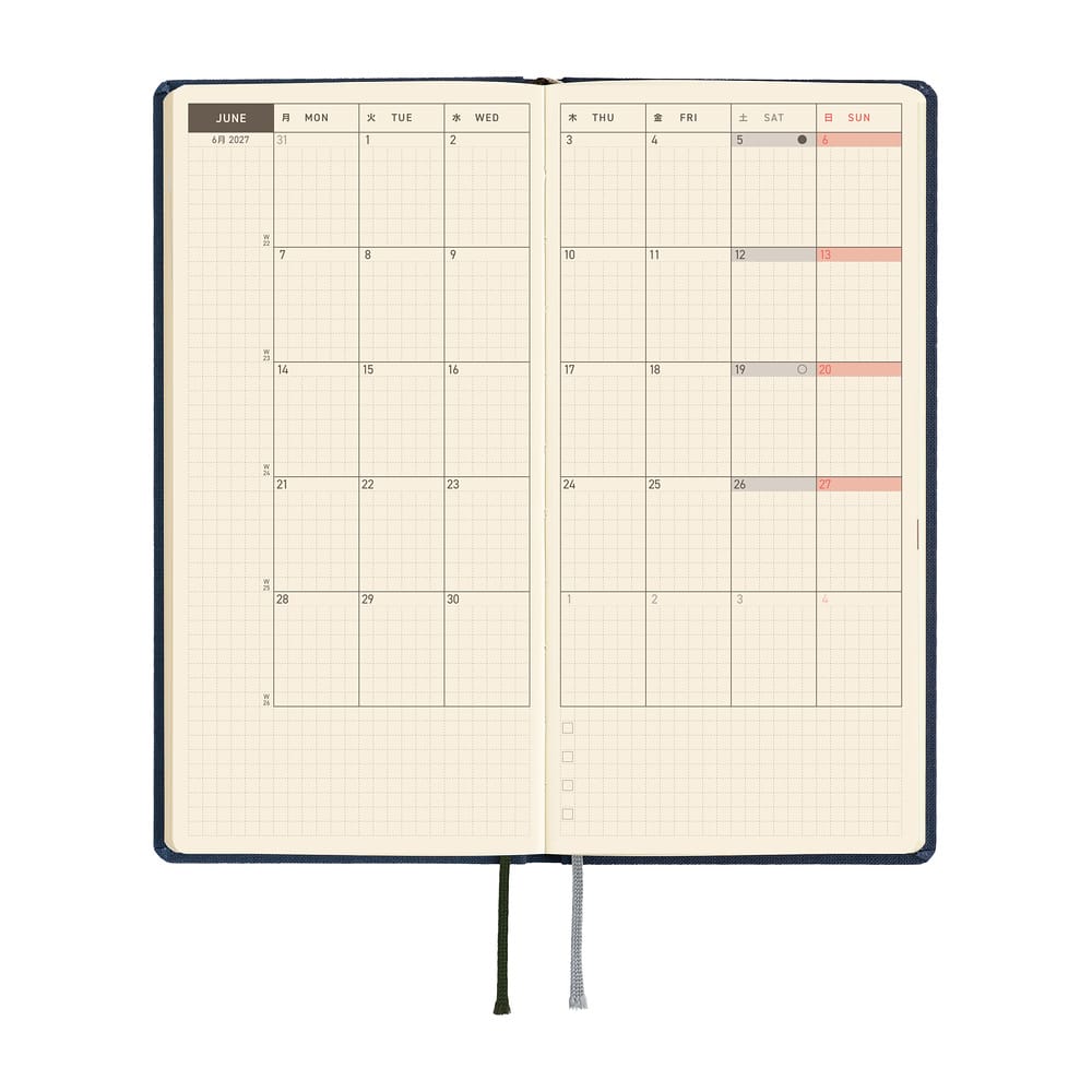 Hobonichi Agenda Hobonichi Weeks 2027 MEGA - Colors Midnight Blue