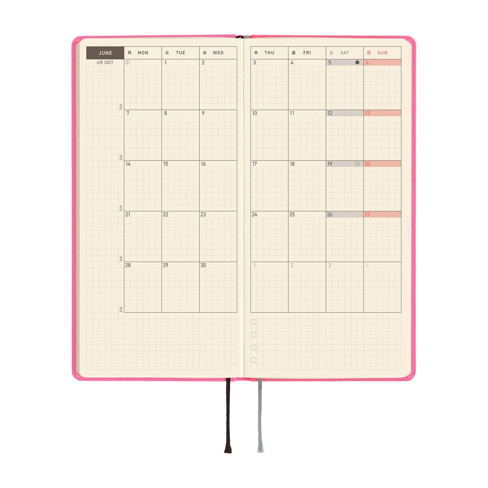 Hobonichi Agenda Hobonichi Weeks 2027 MEGA - Colors Pink Sapphire