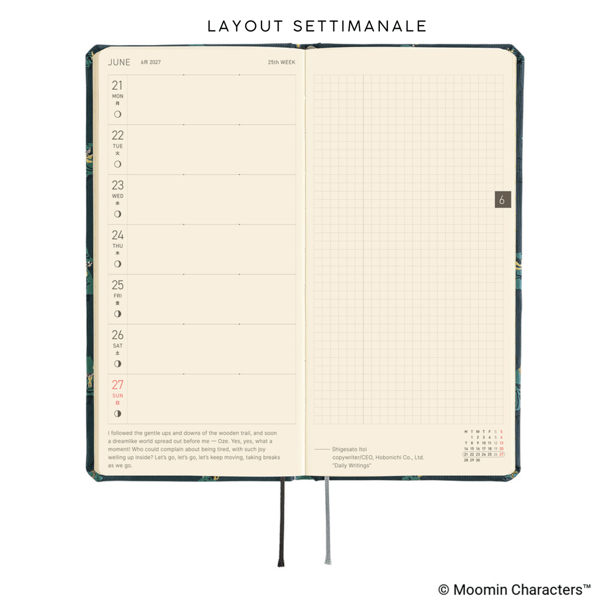 Hobonichi Agenda Hobonichi Weeks 2027 - Moomin A Day in the Life of Snufkin